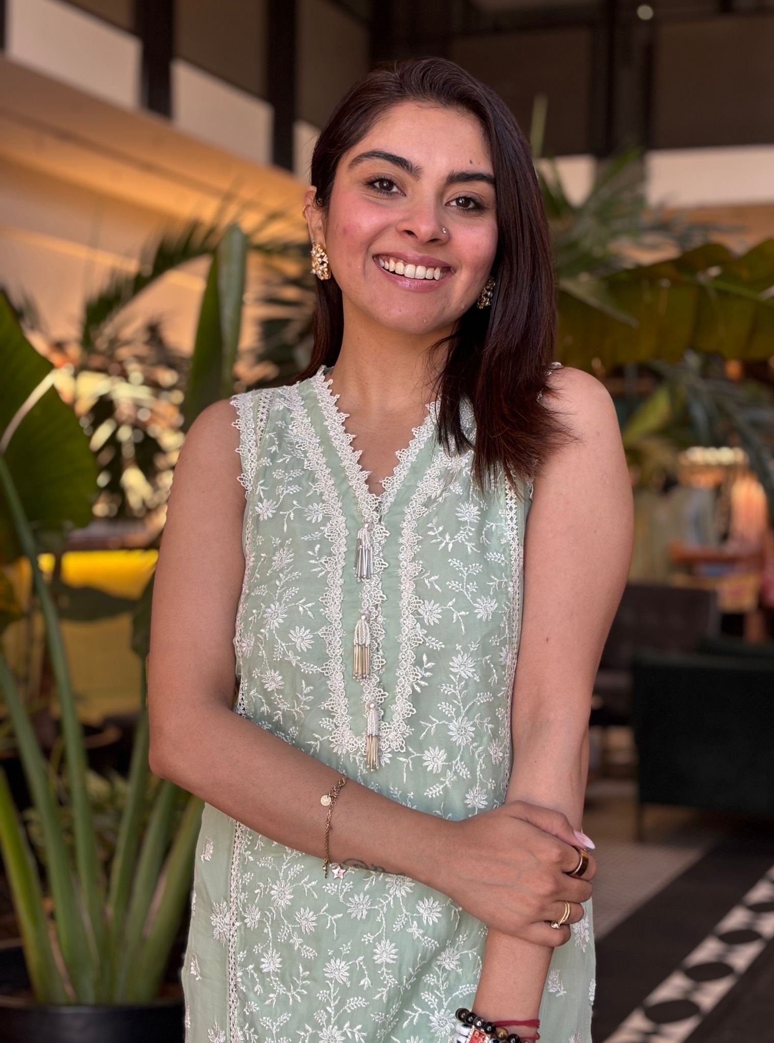 Cassandra Organza Green Kurta Set