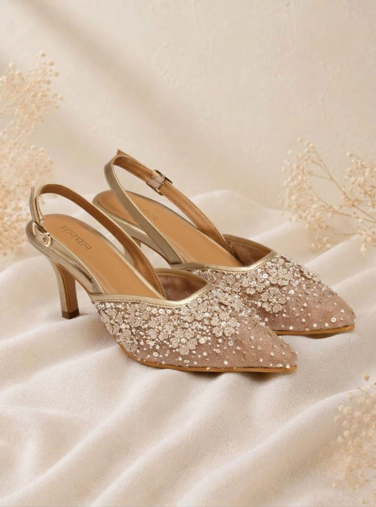 Party Popper Gold Vegan Pointy Heel