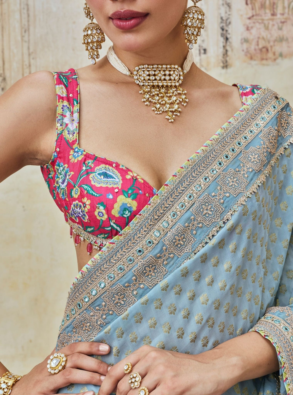 Sanjali Banarasi Blue Saree