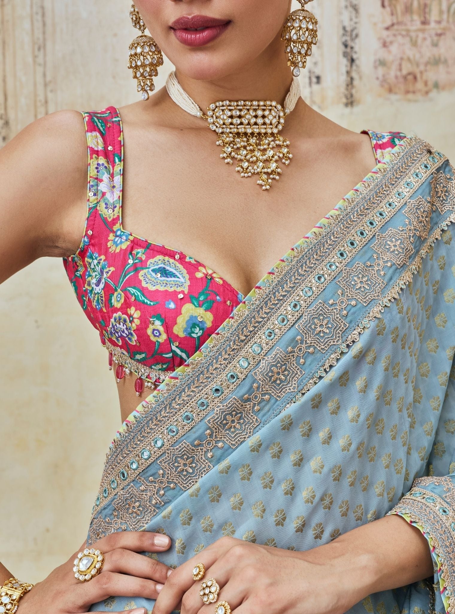 Sanjali Banarasi Blue Saree
