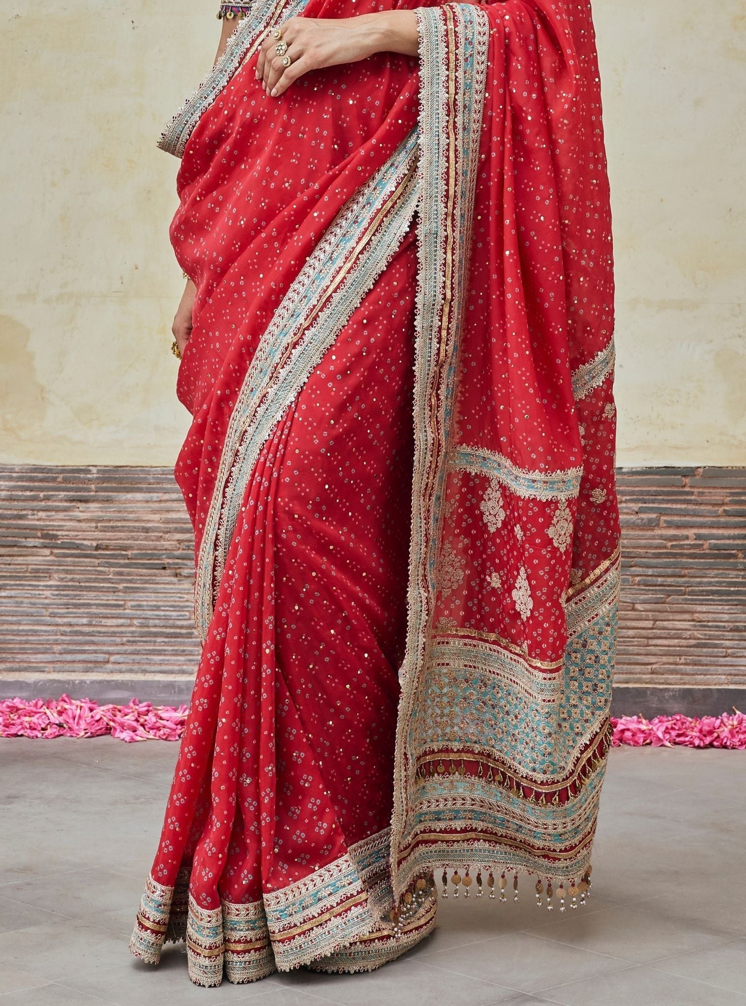 Subhi Bemberg HO Silk Printed Red Saree