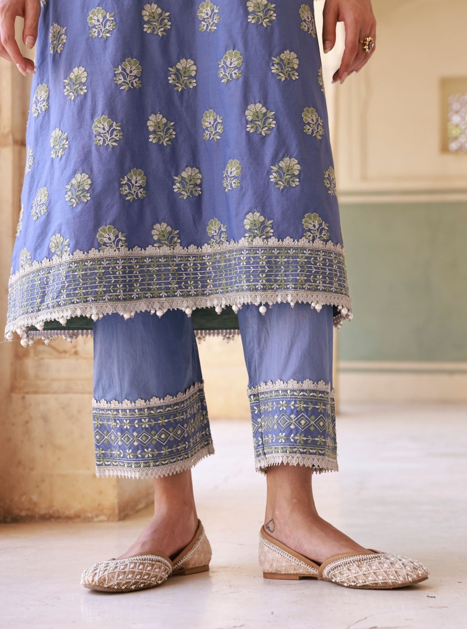 Yalika Supima Cotton Blue Kurta Set