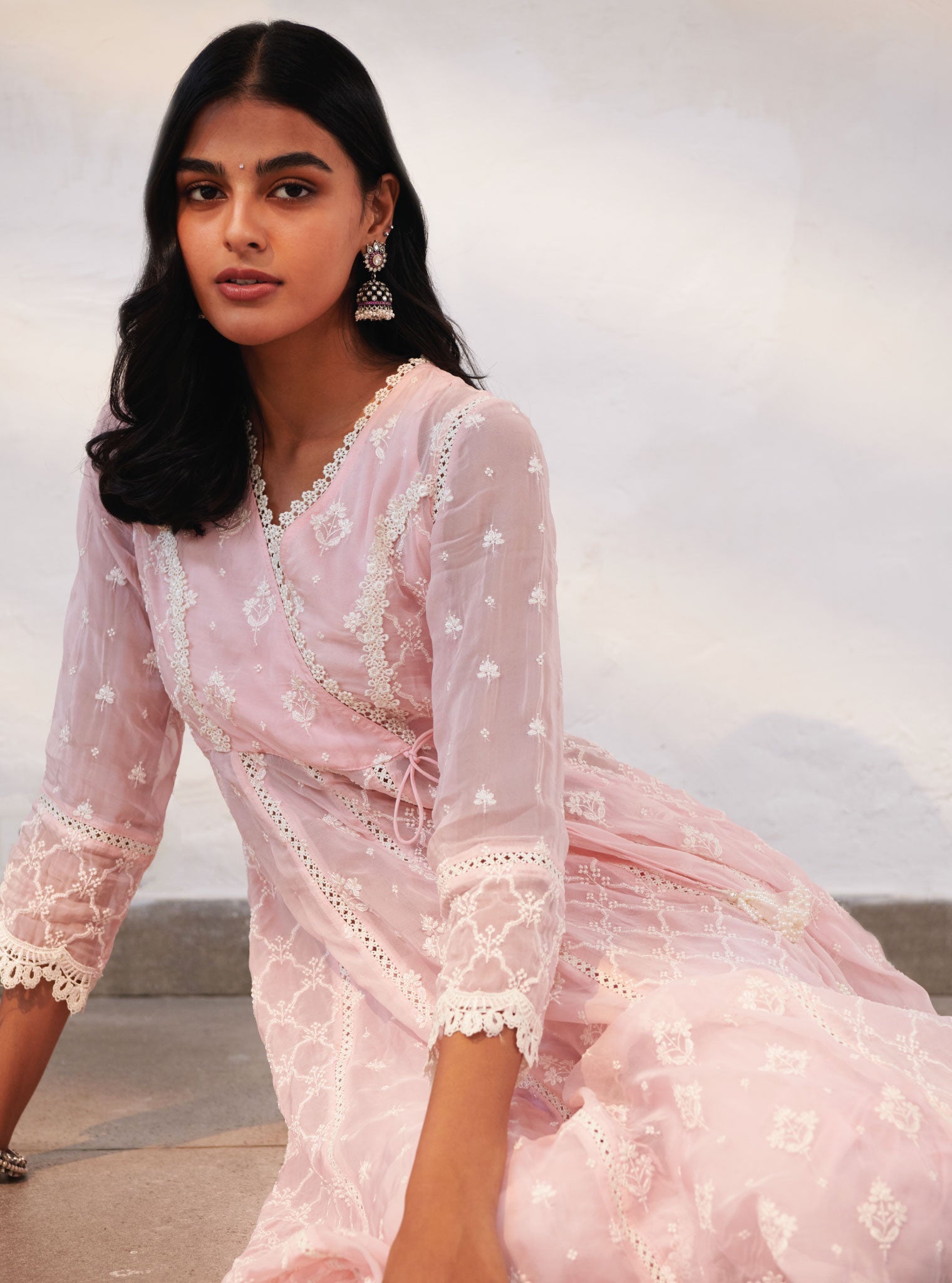 Mulmul Organza Morey Anarkali Kurta