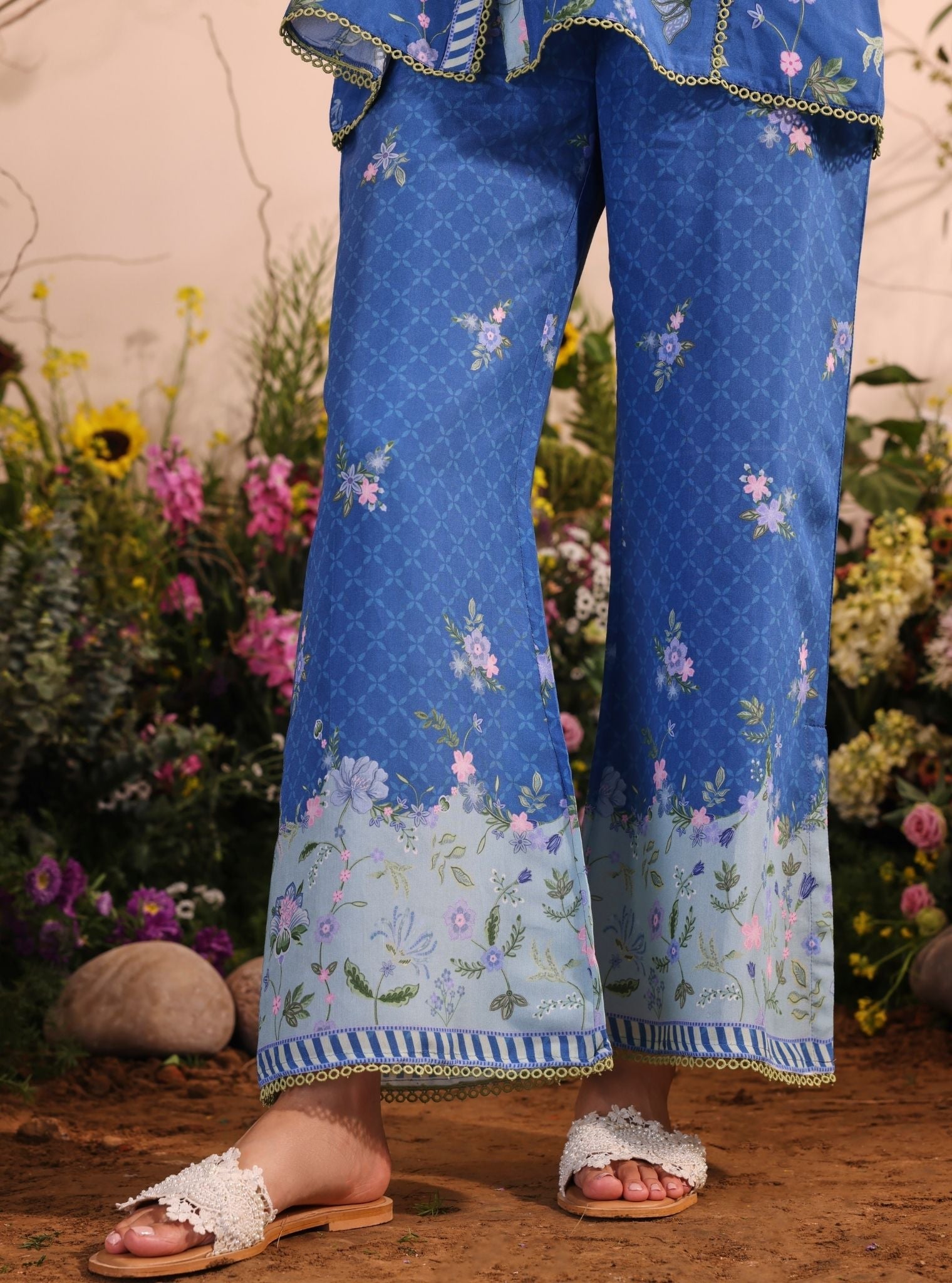 Mulmul Lawn Printed Oona Navy Shirt With Mulmul Lawn Printed Oona Navy Pant