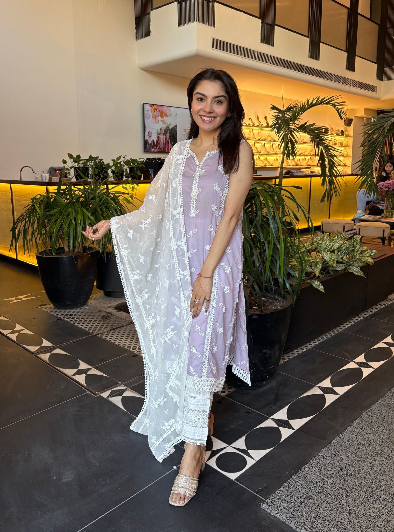 Ektara Supima Cotton Lilac Kurta Set