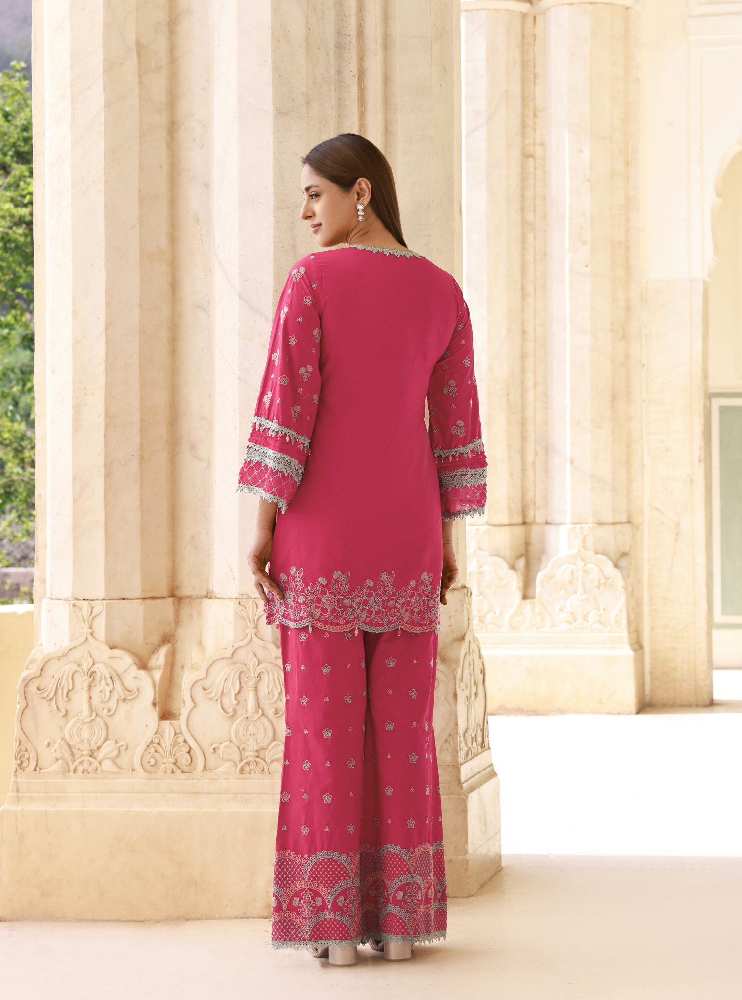 Kaveera Supima Cotton Fuschia Kurta Set