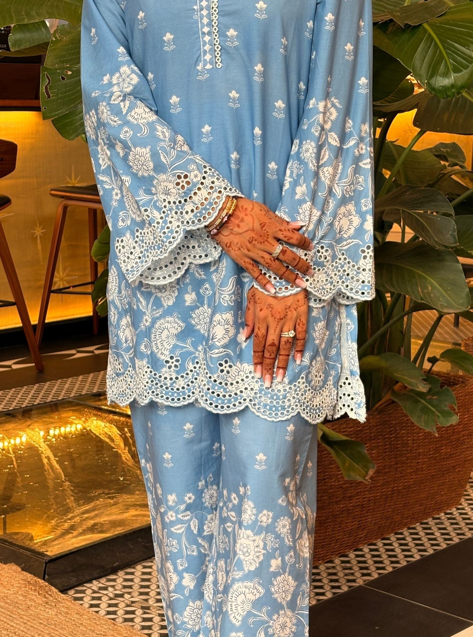 Vaeli Supima Cotton Steel Blue Co-ord Set