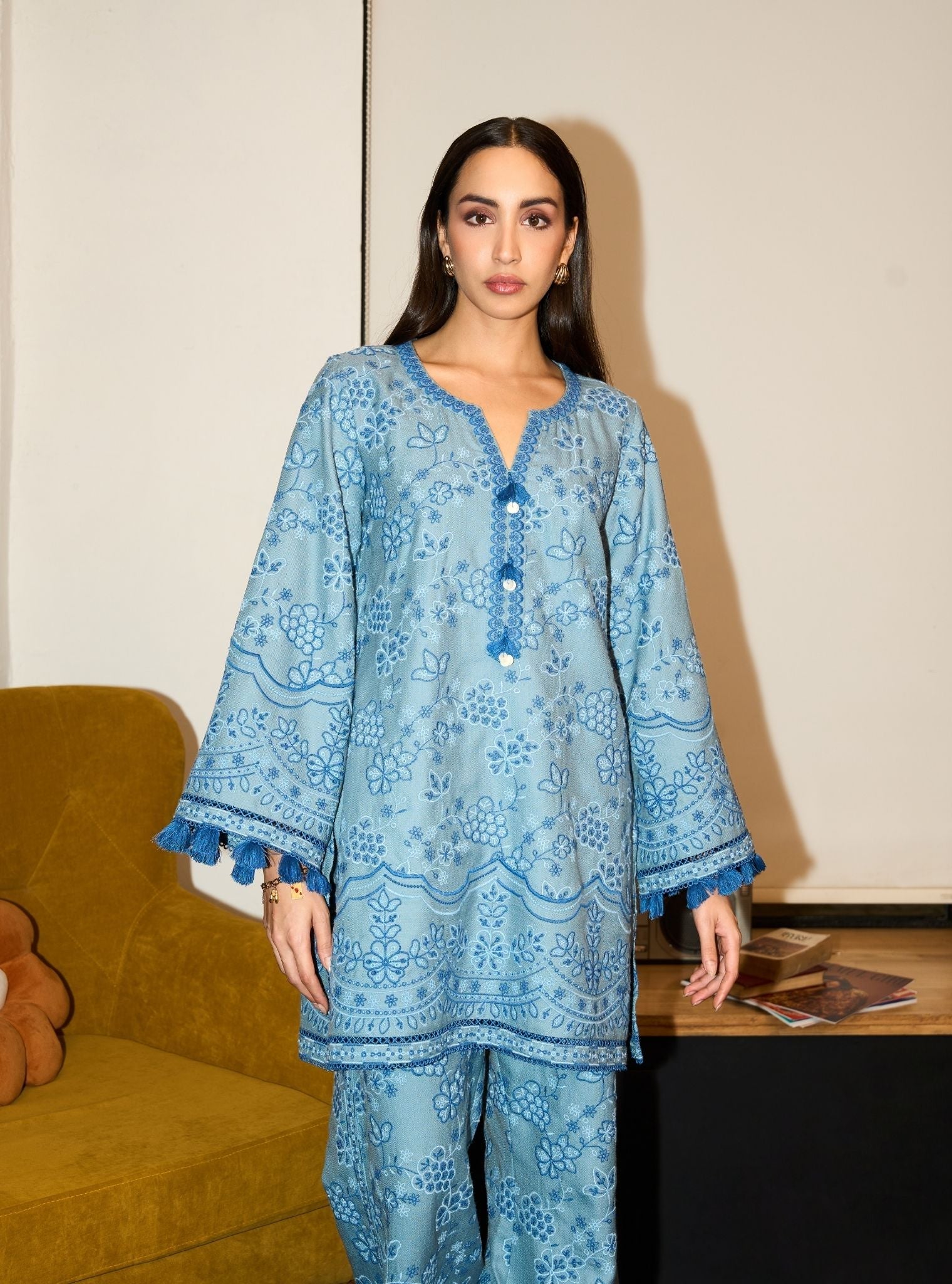 Mabel Wool Light Blue Kurta Set