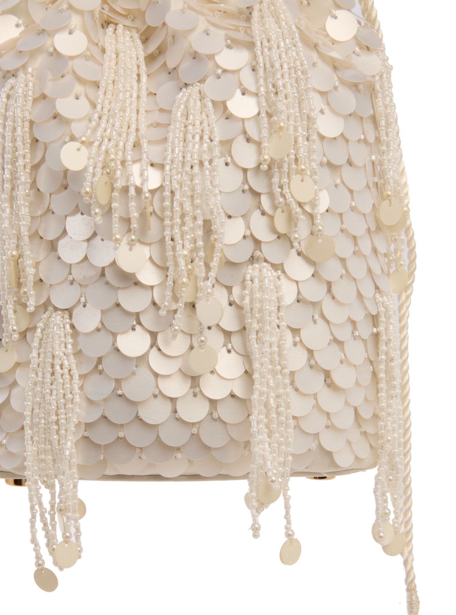 Snowdrop White Tassel Potli Bag