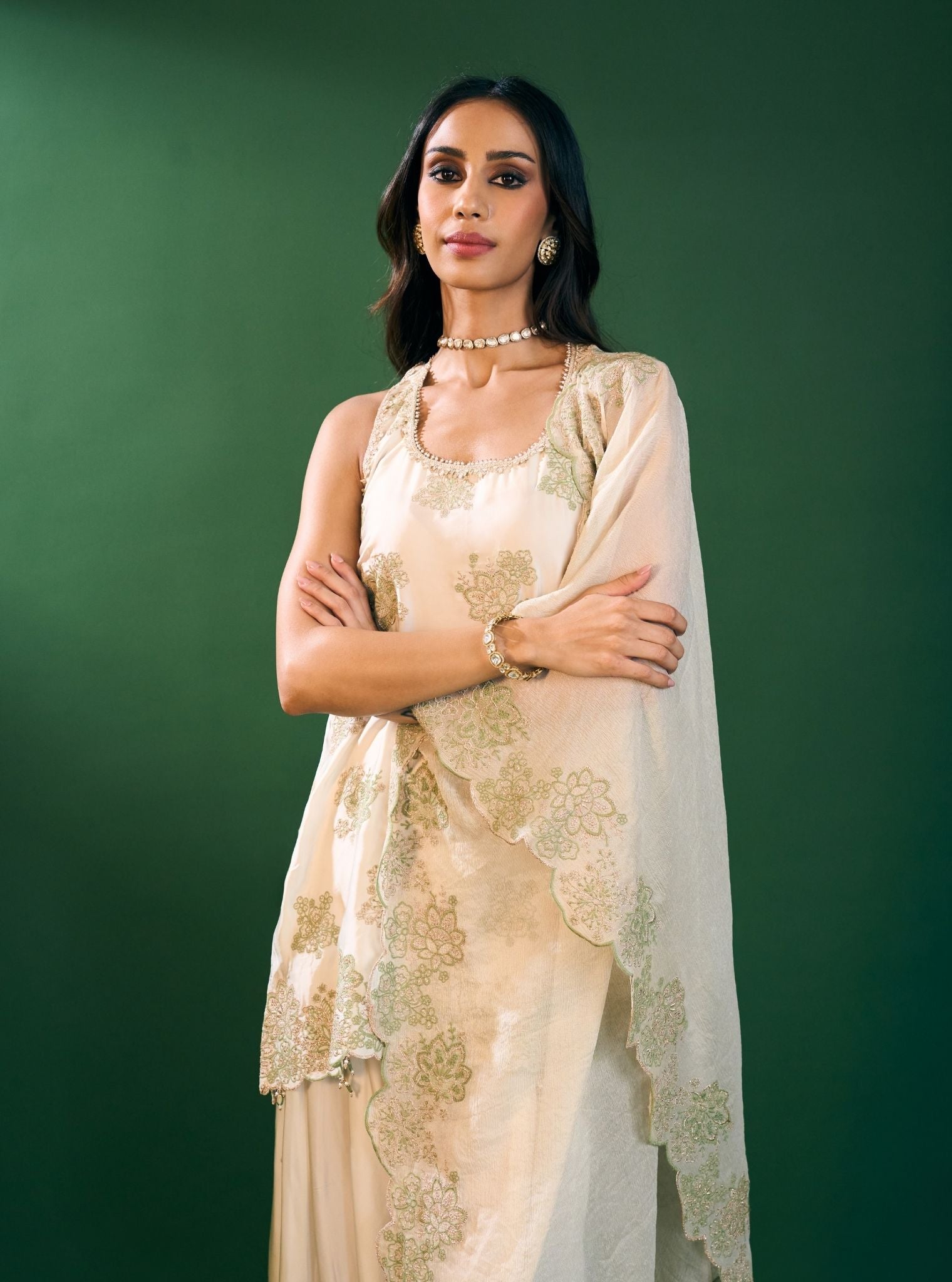 Pahi Cupro Satin Off White Kurta Set