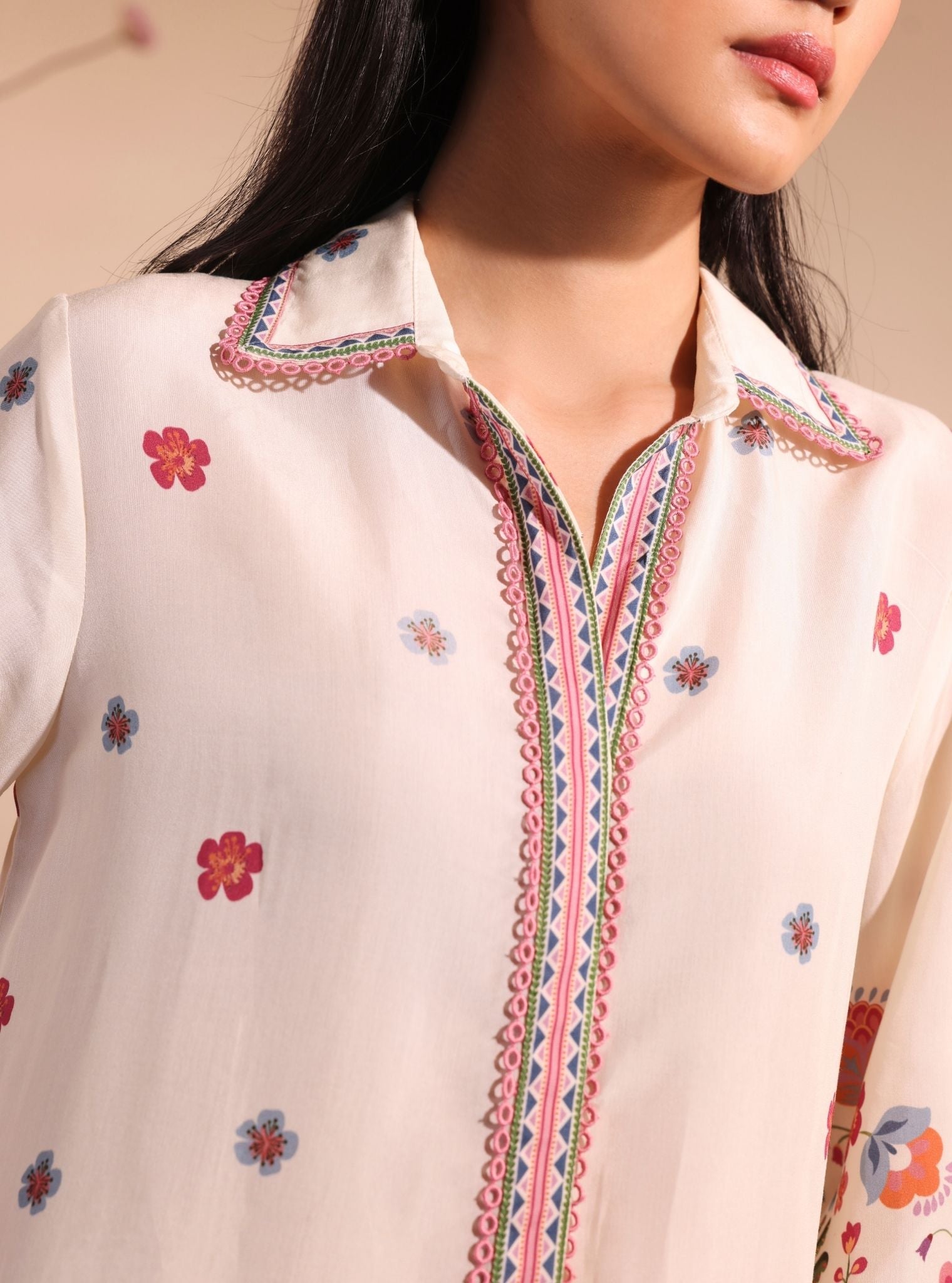 Mulmul Lawn Printed Cormac White Shirt With Mulmul Lawn Printed Cormac White Pant