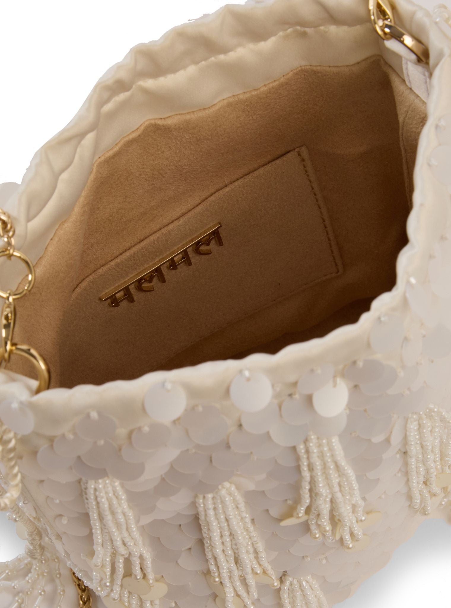 Snowdrop White Tassel Potli Bag