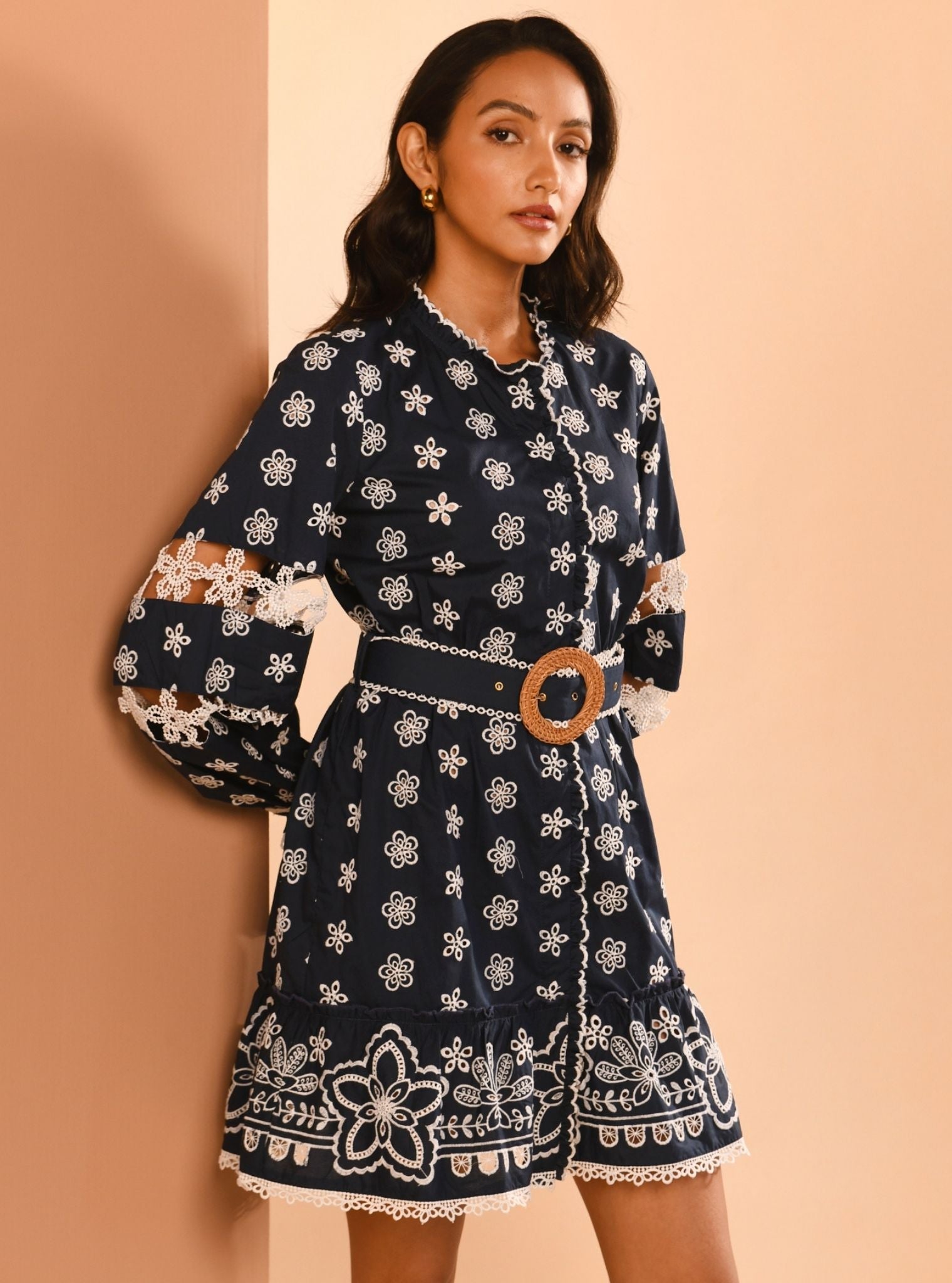 Lin Supima Cotton Navy Short Dress