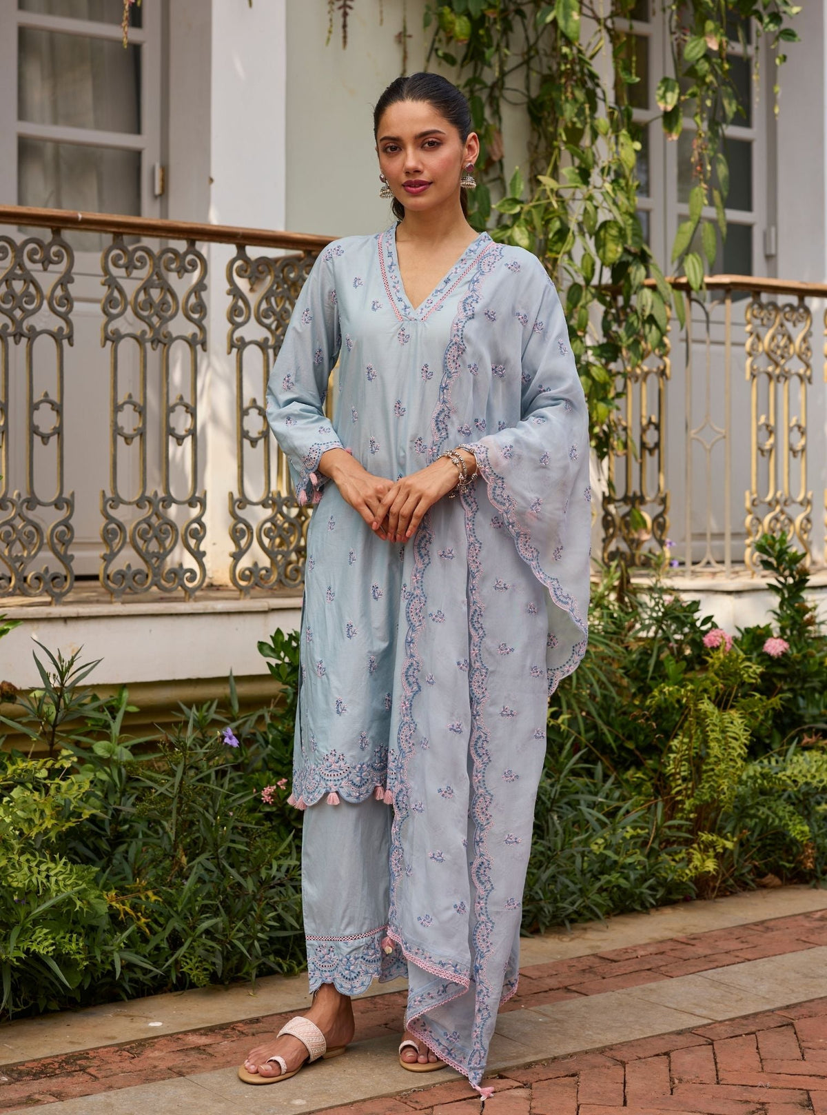 Lumae Supima Cotton Blue Kurta Set