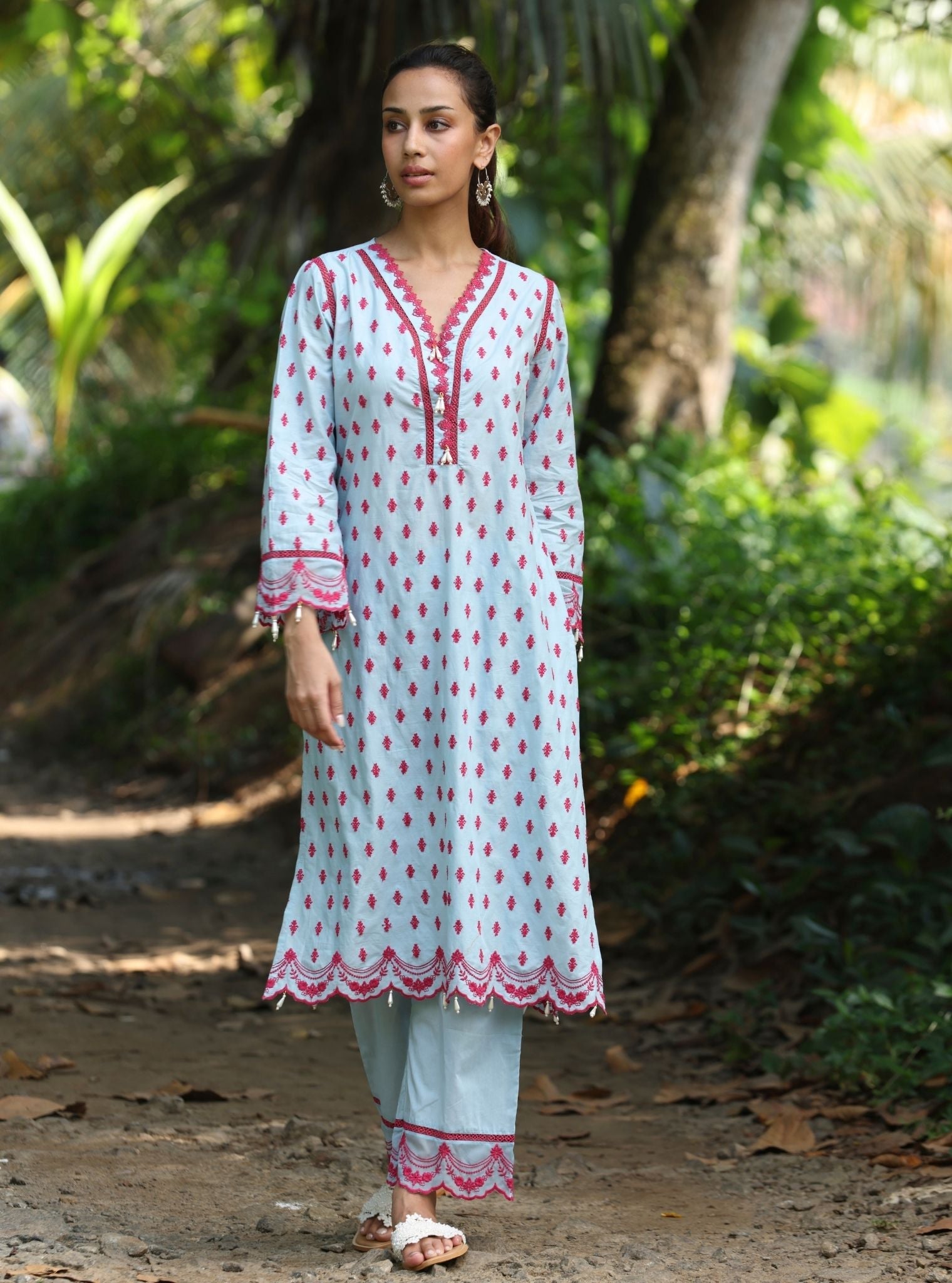 Nivi Supima Cotton Light Blue Kurta Set