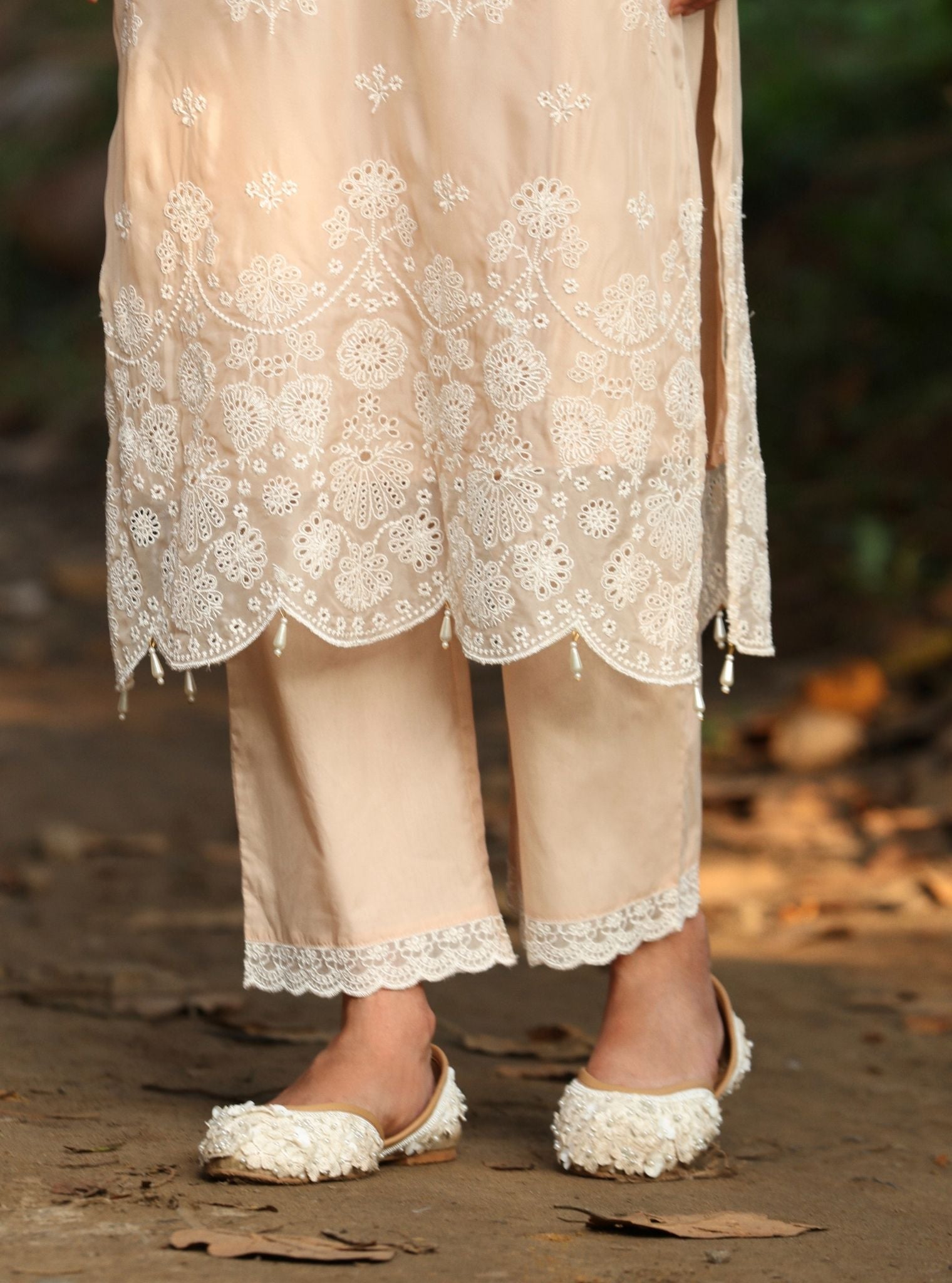 Kiyan Organza Beige Kurta Set