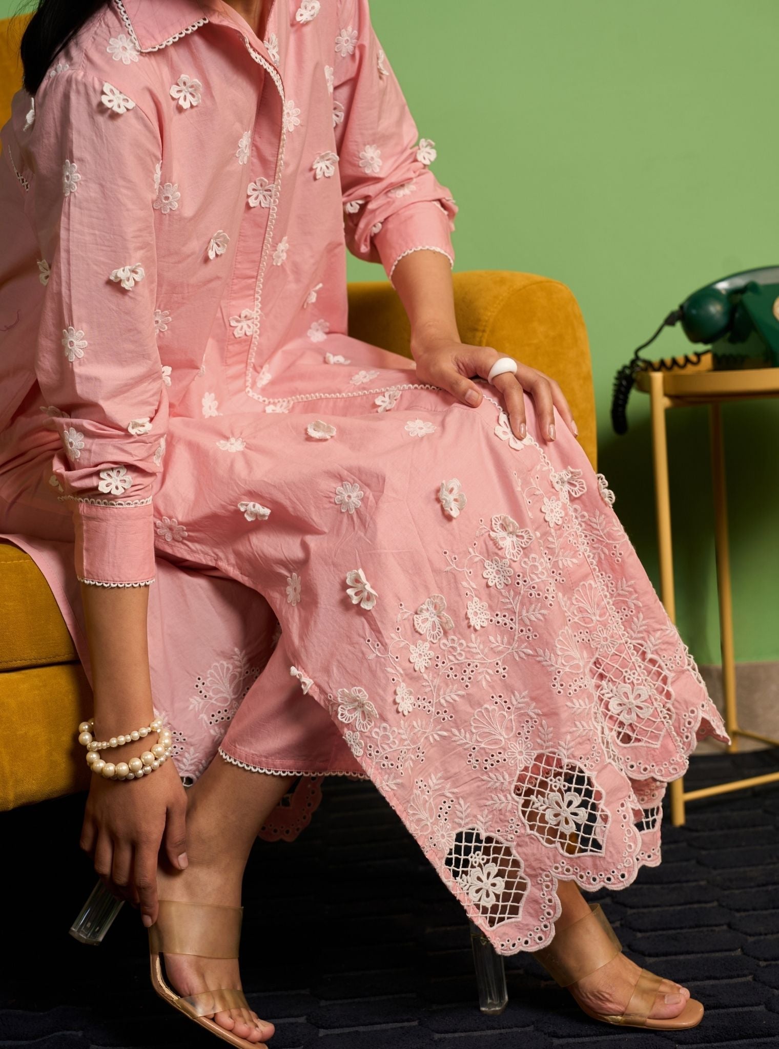 Yasira Supima Cotton Pink Kurta Shirt Set