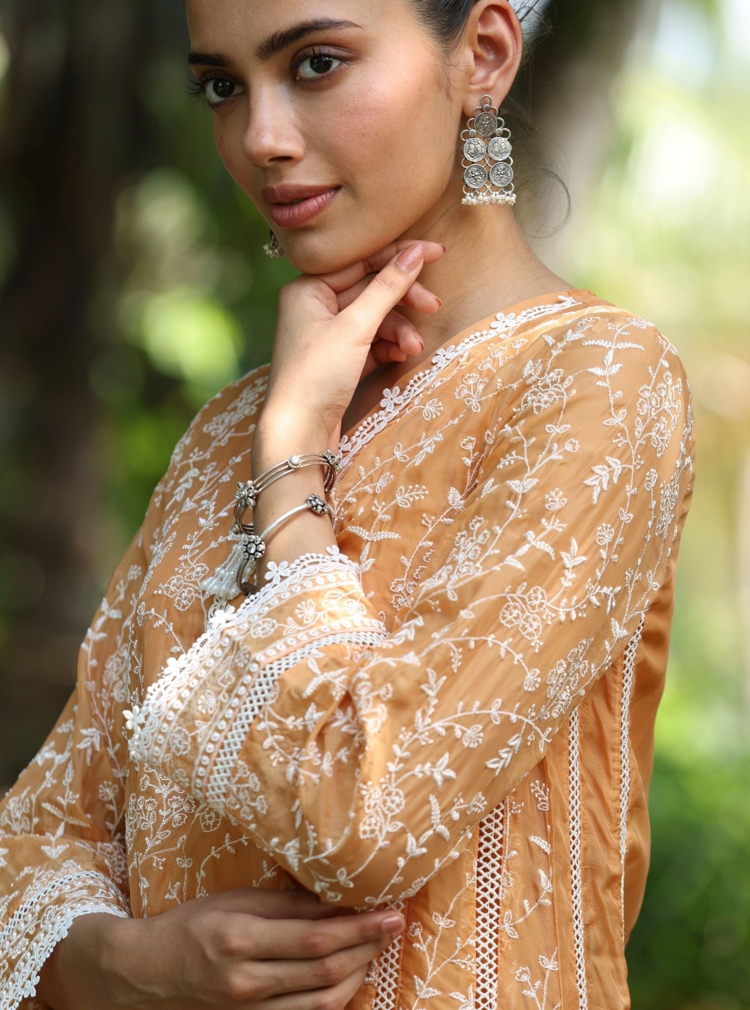 Caara Organza Orange Kurta Set