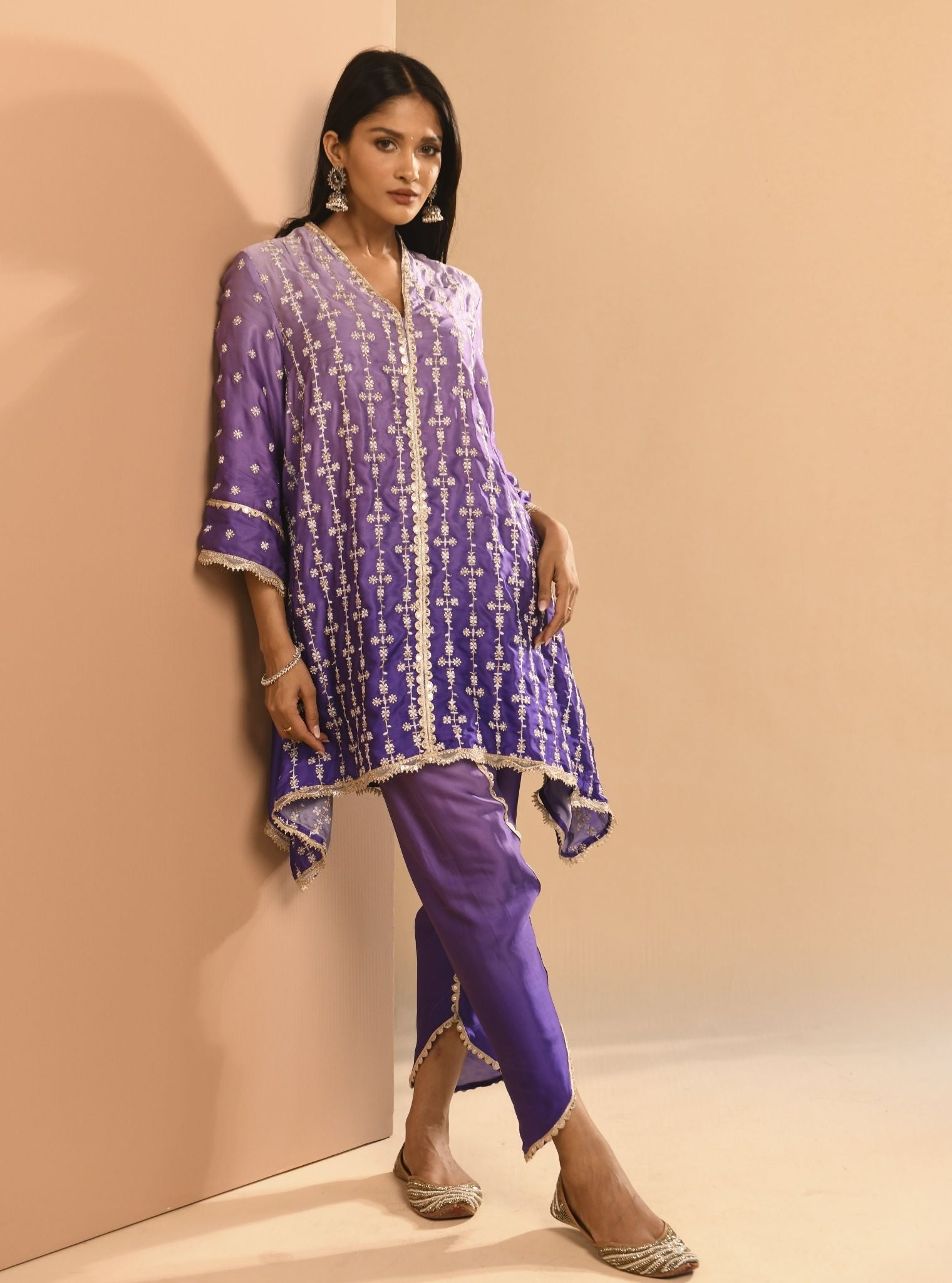 Inara Cupro Silk Purple Kurta Set