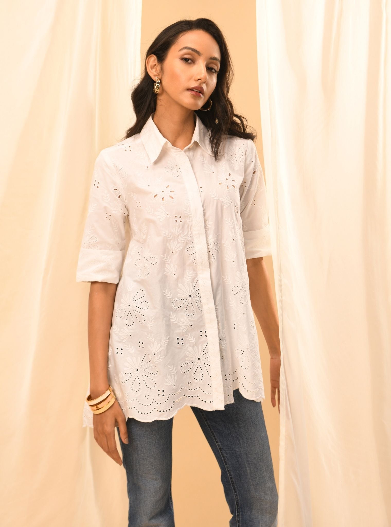 Mulmul Iconic Cotton Chiara White Shirt