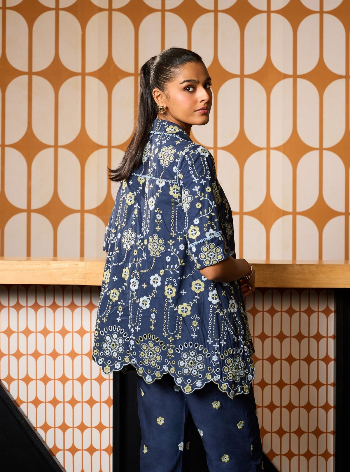 Zahira Supima Cotton Navy Shirt Set
