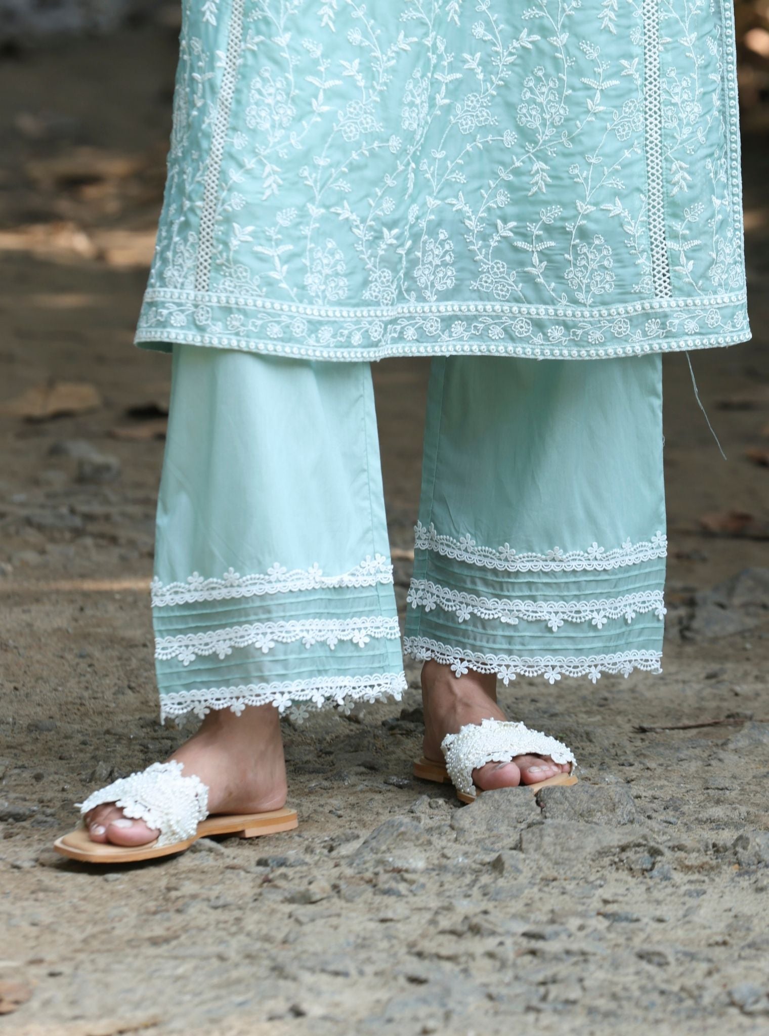 Caara Organza Teal Blue Kurta Set