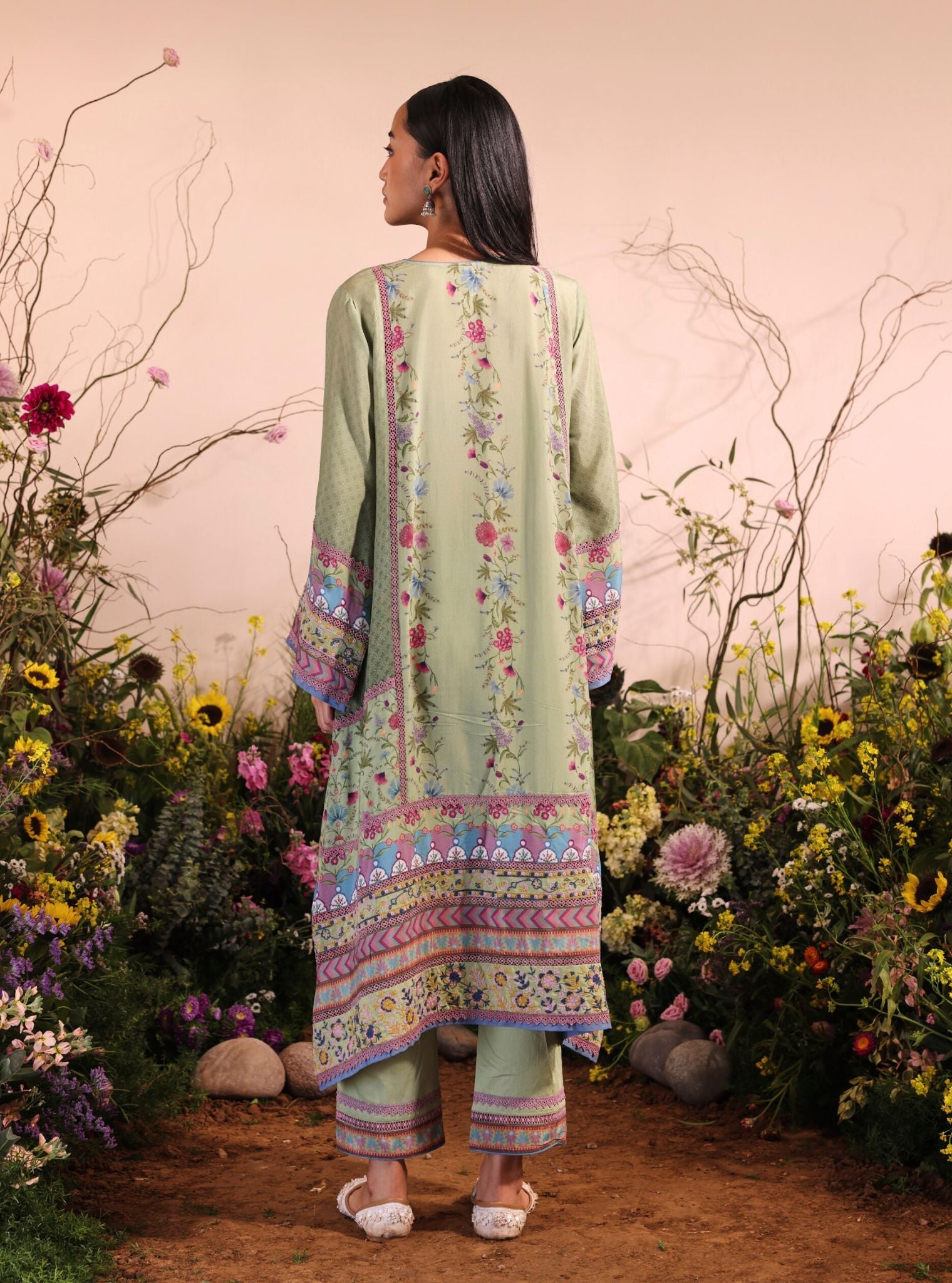 Yamini Printed Ombre Lawn Green Kurta Set