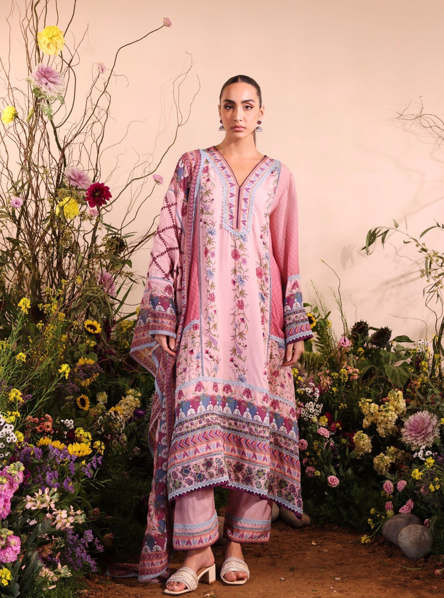 Yamini Printed Ombre Lawn Pink Kurta Set