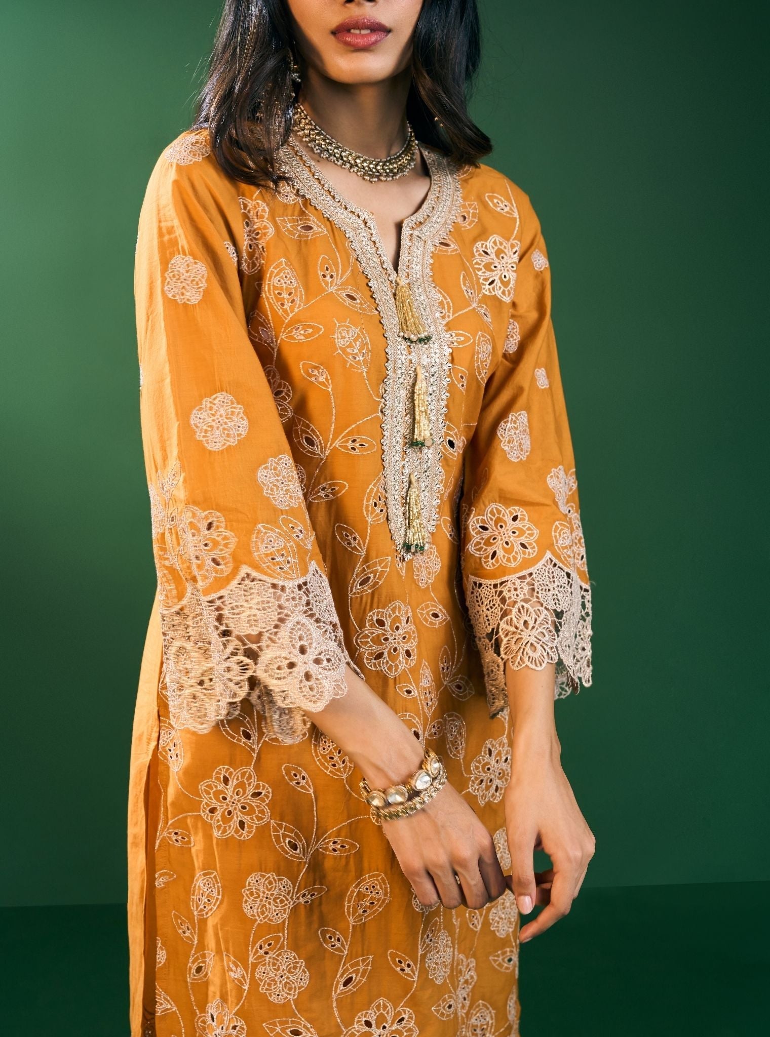 Arisha Supima Cotton Mustard Kurta Set