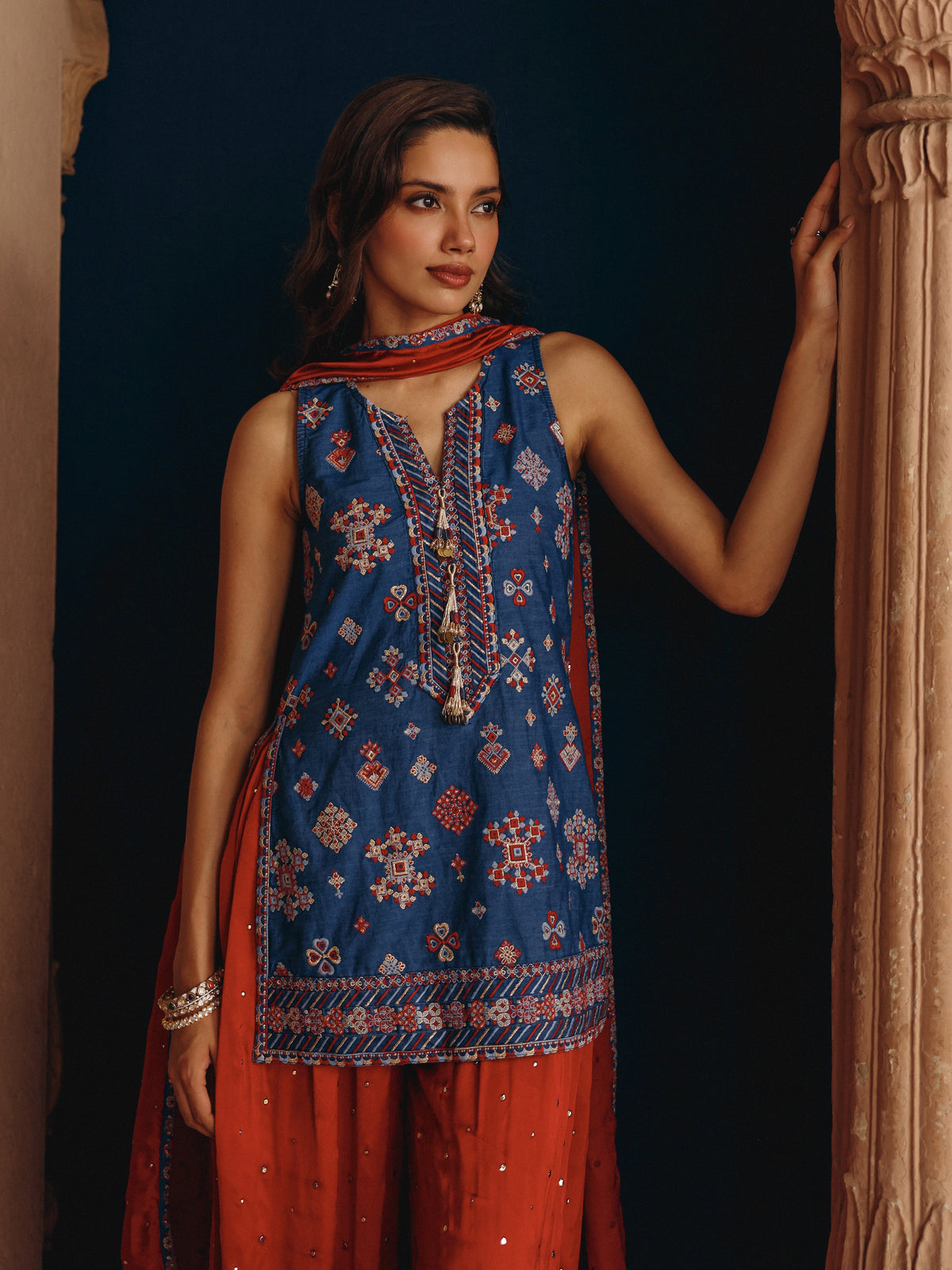 Bhuvi Denim Kurta with Balloon Pants