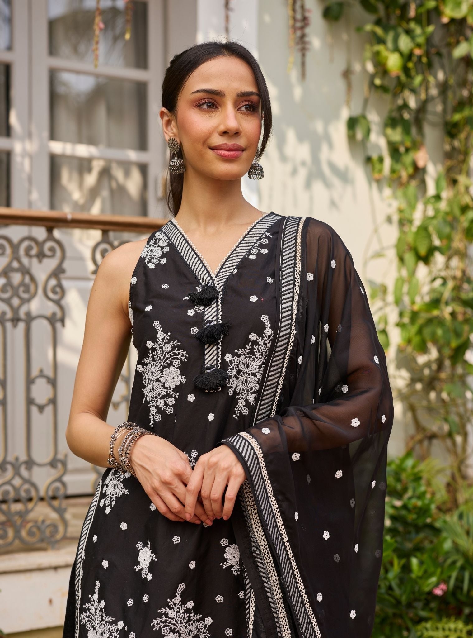 Liva Supima Cotton Black Kurta With Farshi Salwar