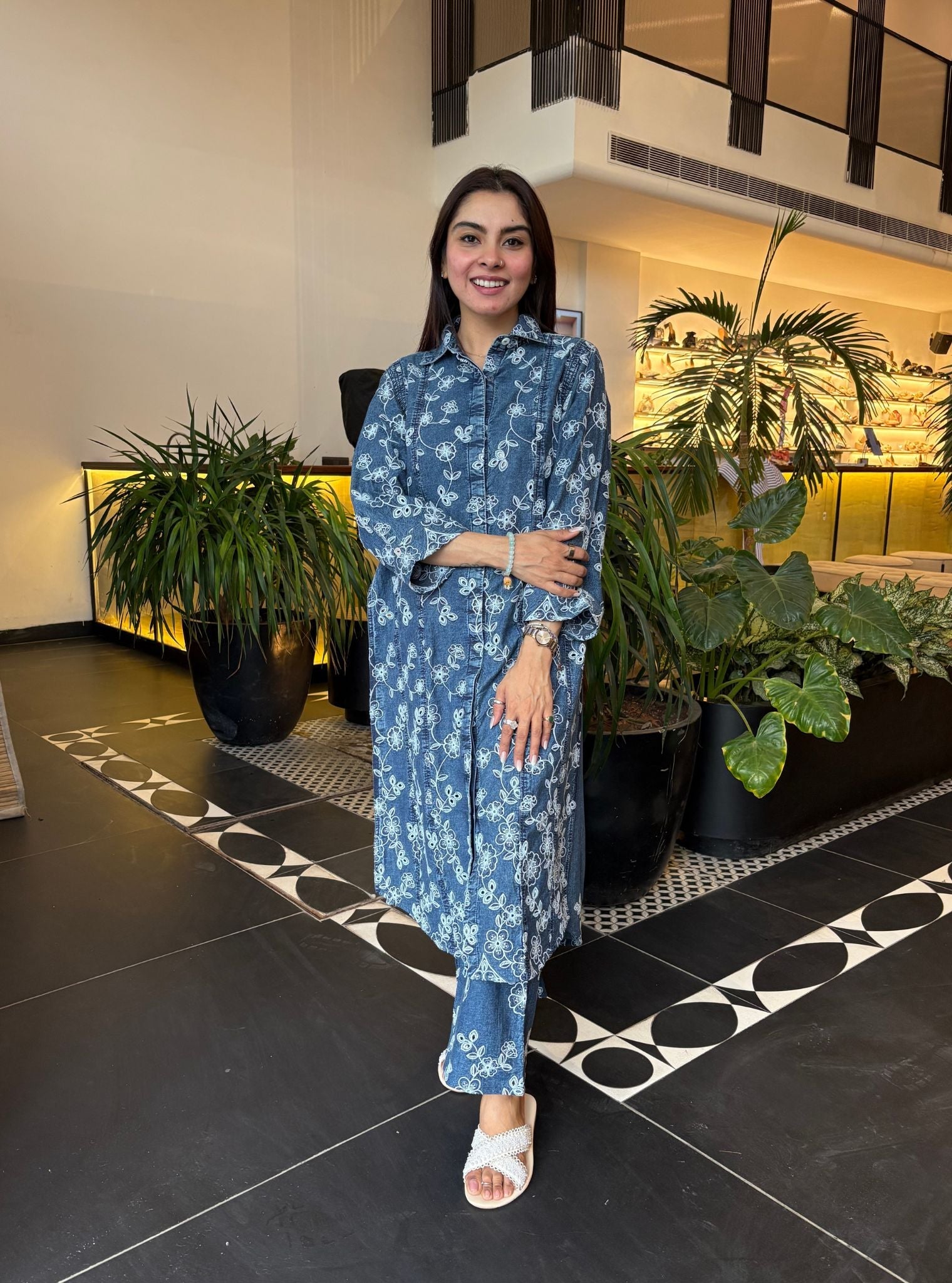 Ondra Denim Blue Kurta Set