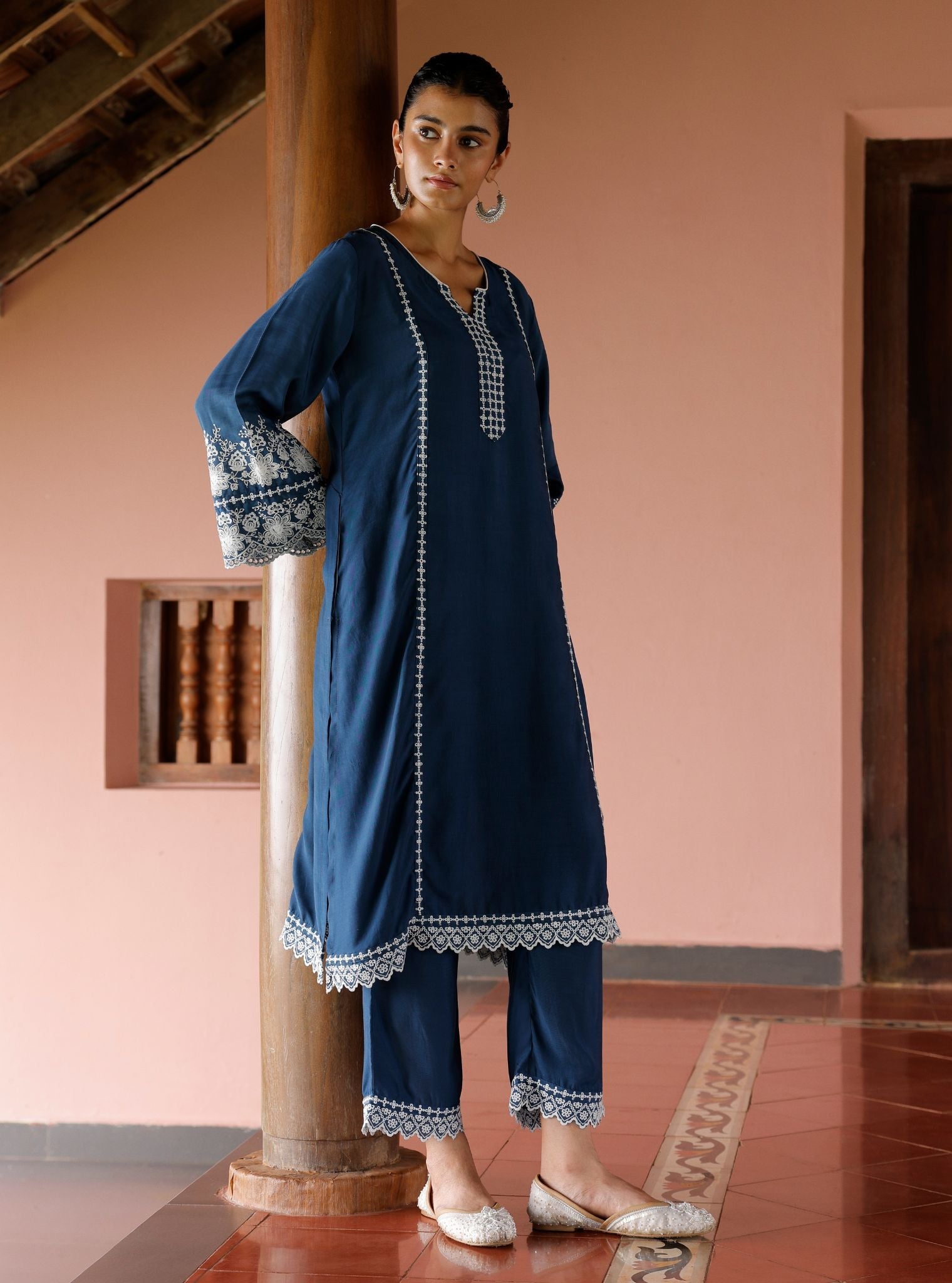Mandara Lawn Navy Kurta Set