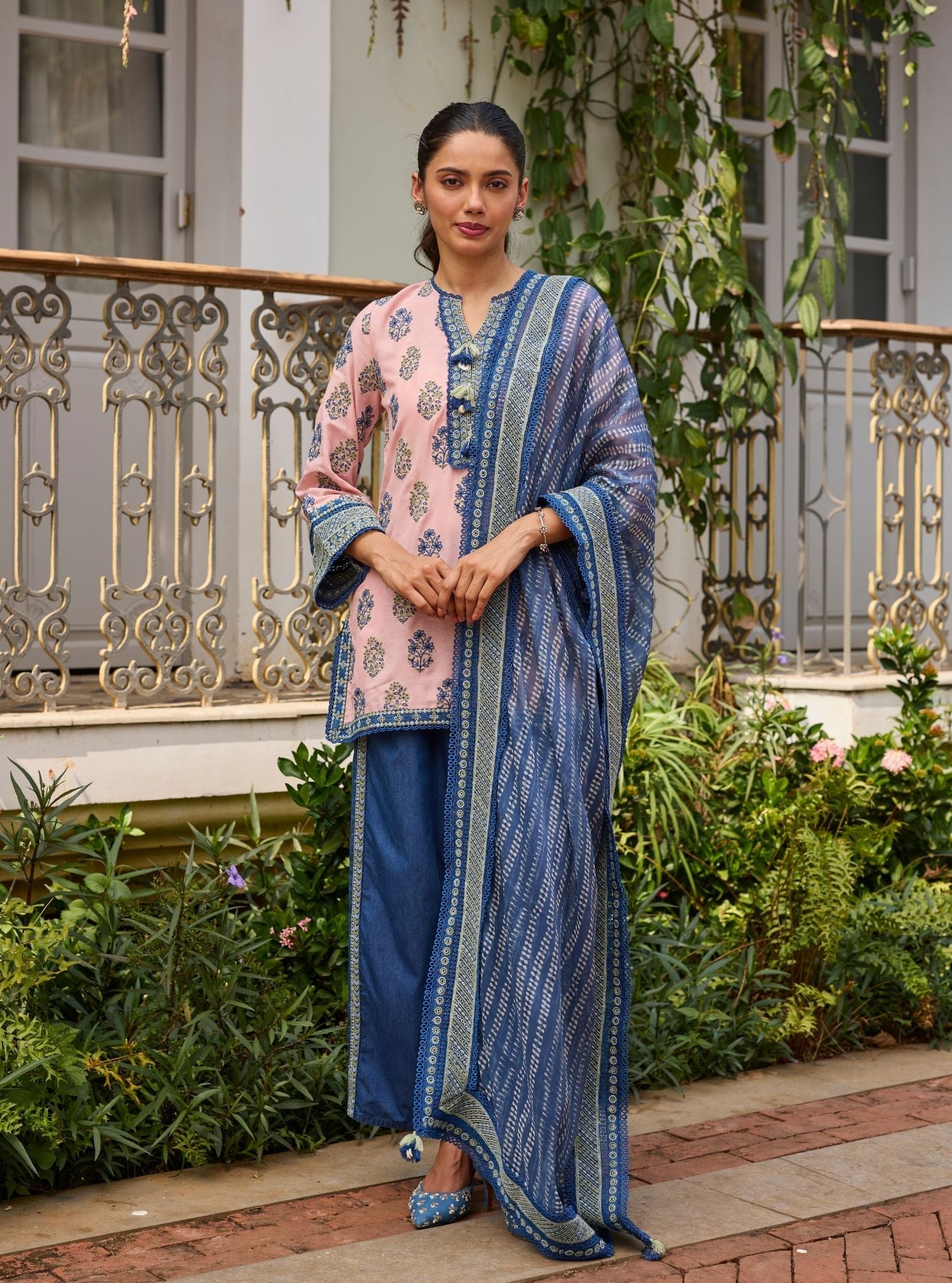 Rano Linen Pink Short Kurta Set