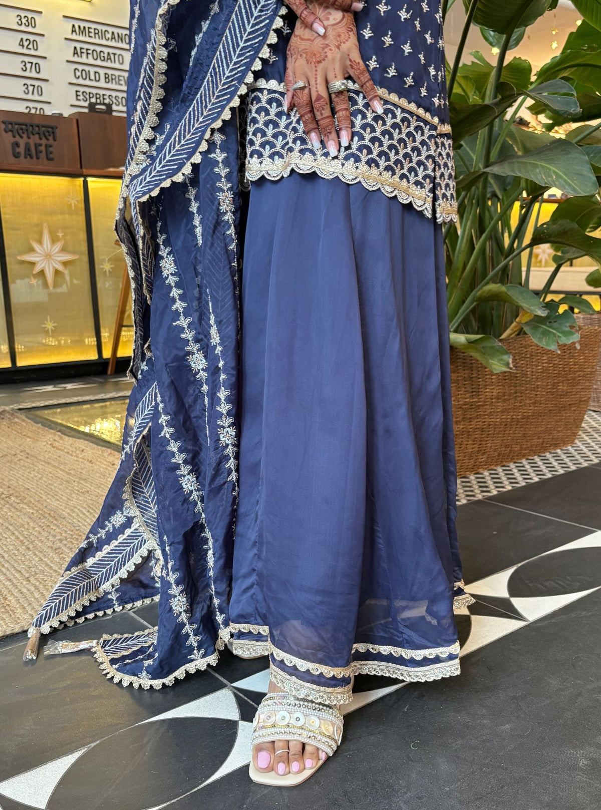 Sangli Organza Navy Kurta Set