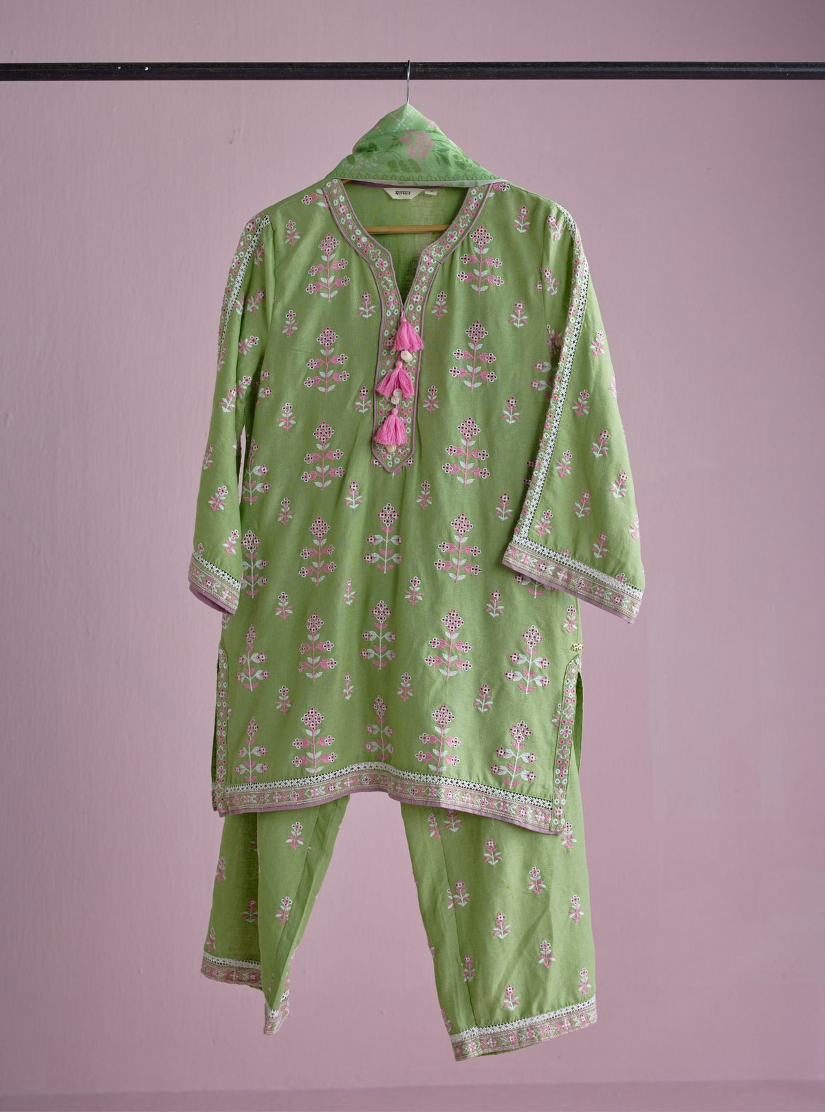 Zano Linen Green Kurta Set