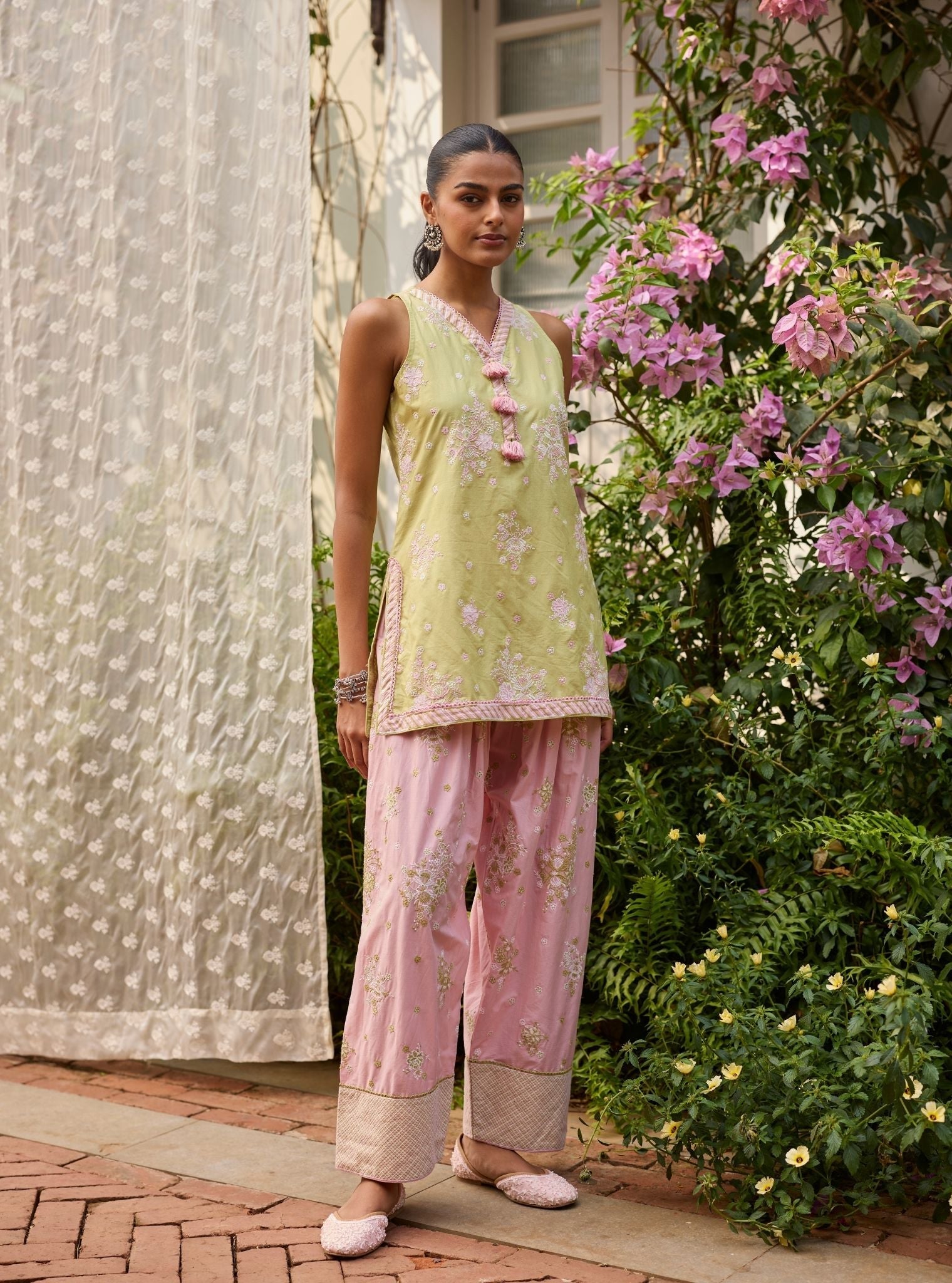 Liva Supima Cotton Lime Kurta With Farshi Salwar