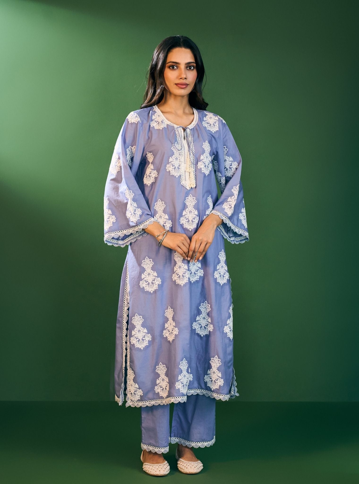 Rimi Supima Cotton Steel Blue Kurta Set
