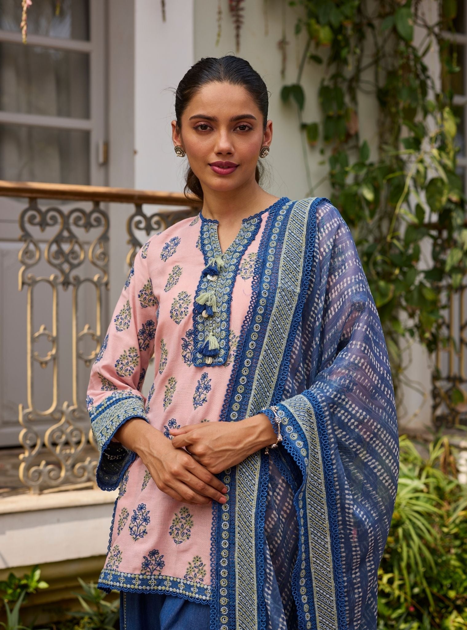 Rano Linen Pink Short Kurta Set