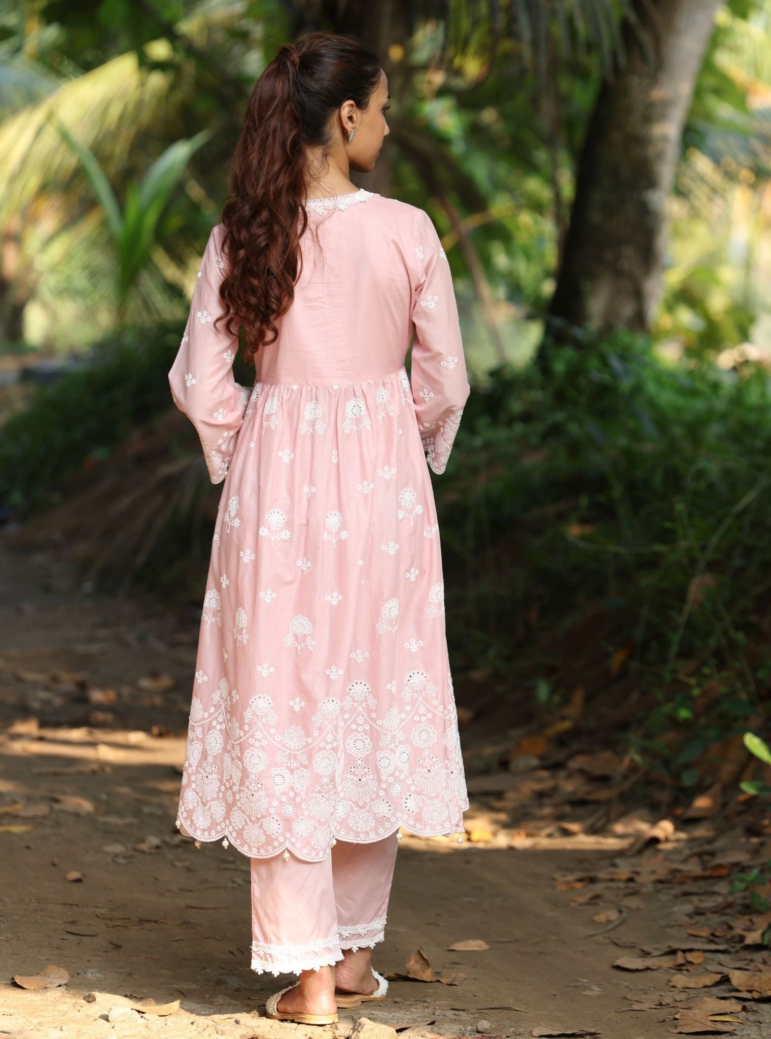 Mulmul Cotton Nilan Light Pink Kurta With Mulmul Cotton Nilan Light Pink Pant