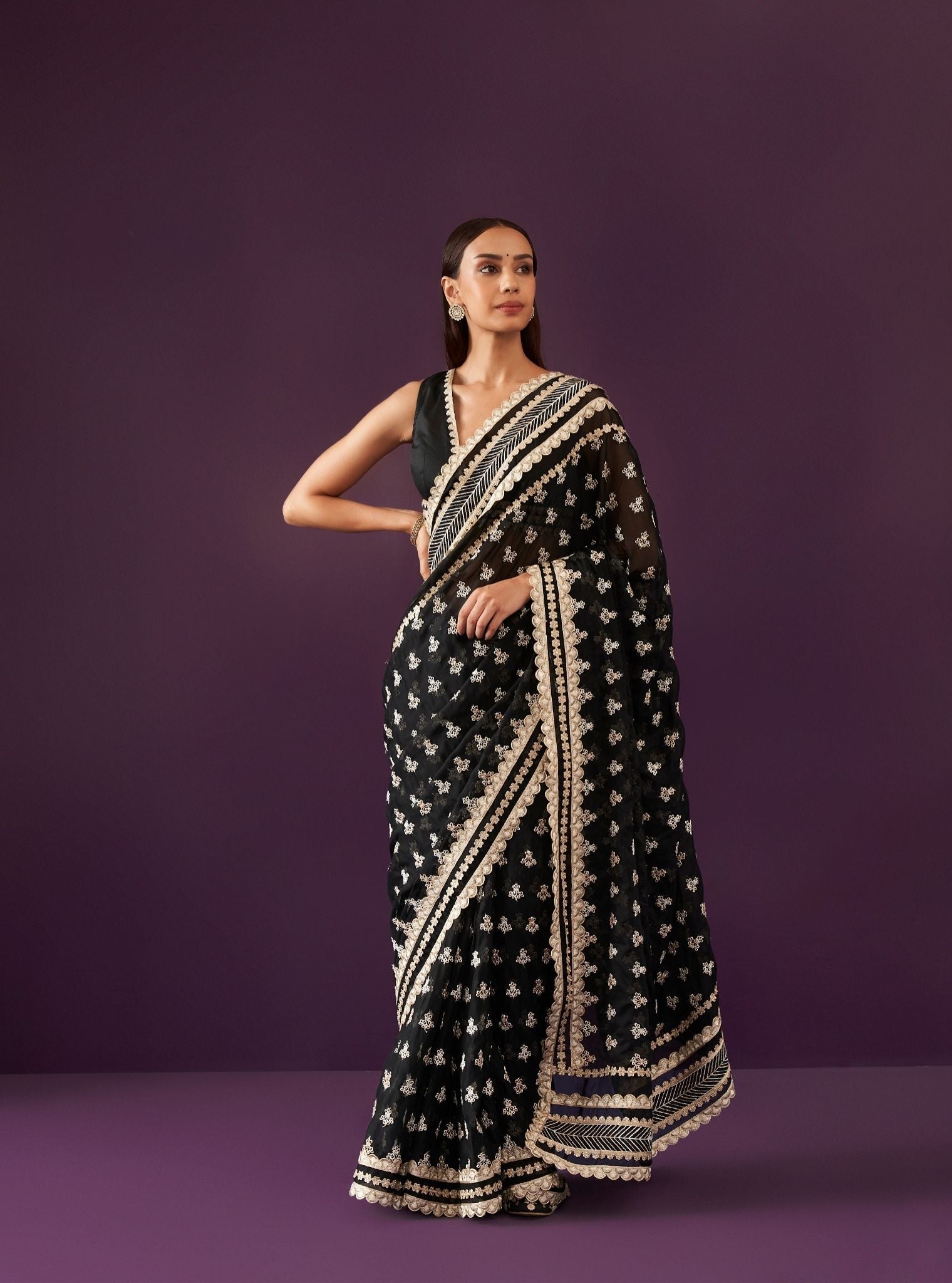 Mulmul Organza Miah Black Saree