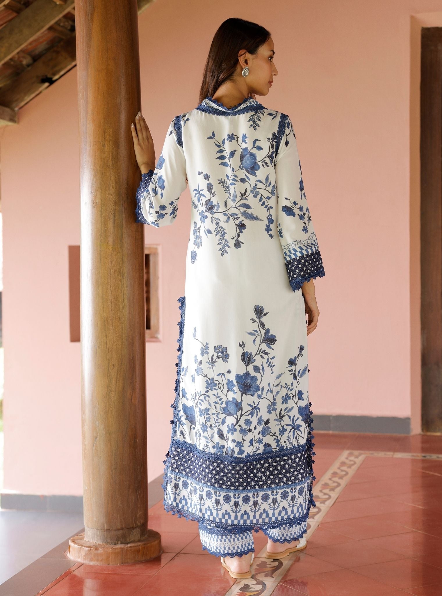 Diti Lawn Printed White Kurta Set