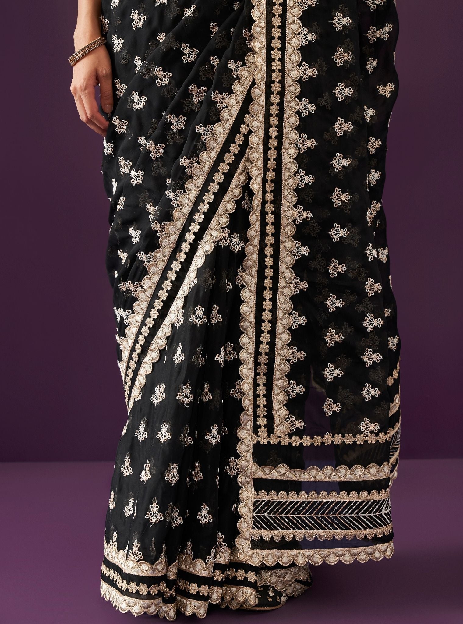 Miah Organza Black Saree