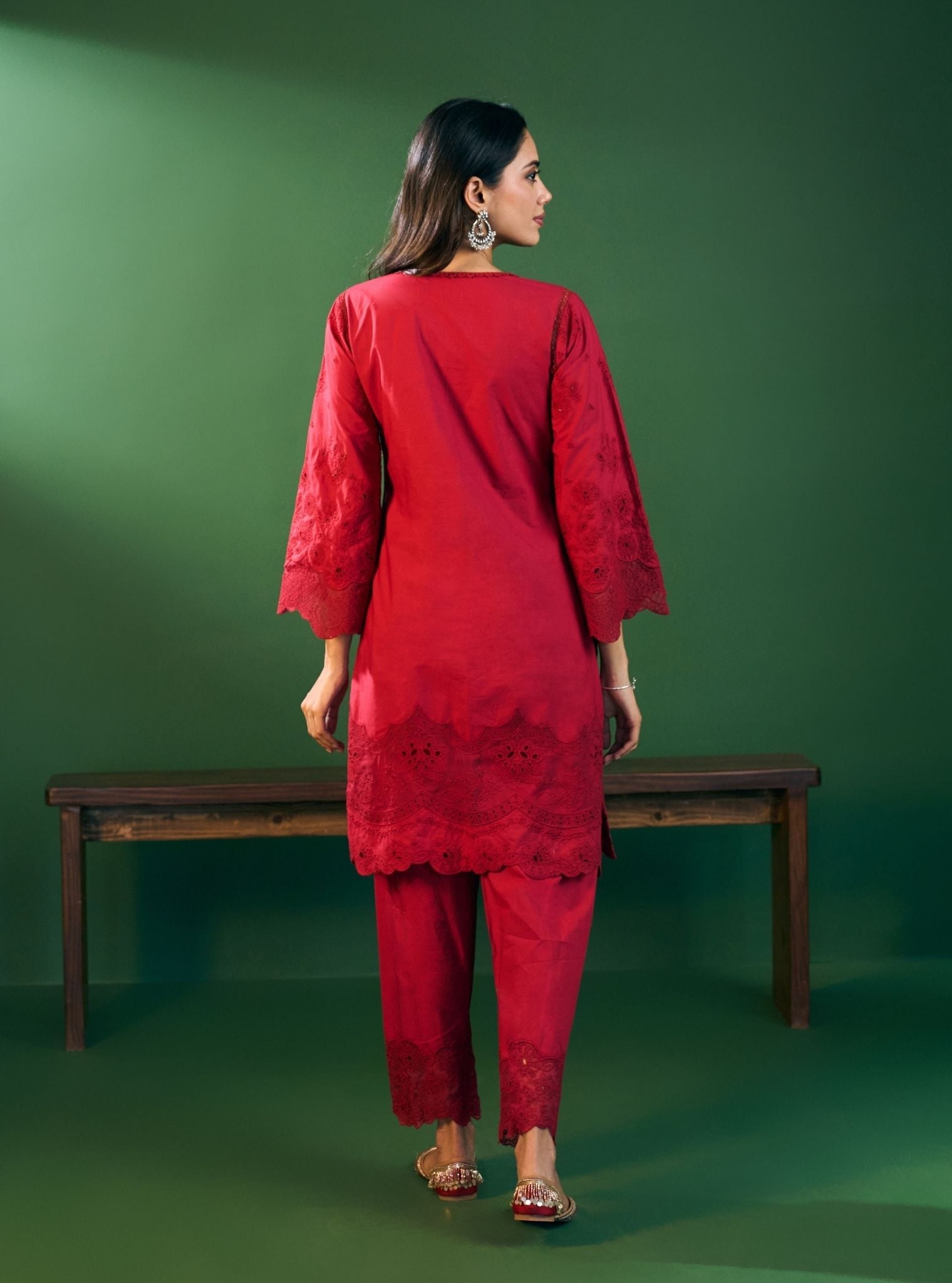 Riva Supima Cotton Red Kurta Set