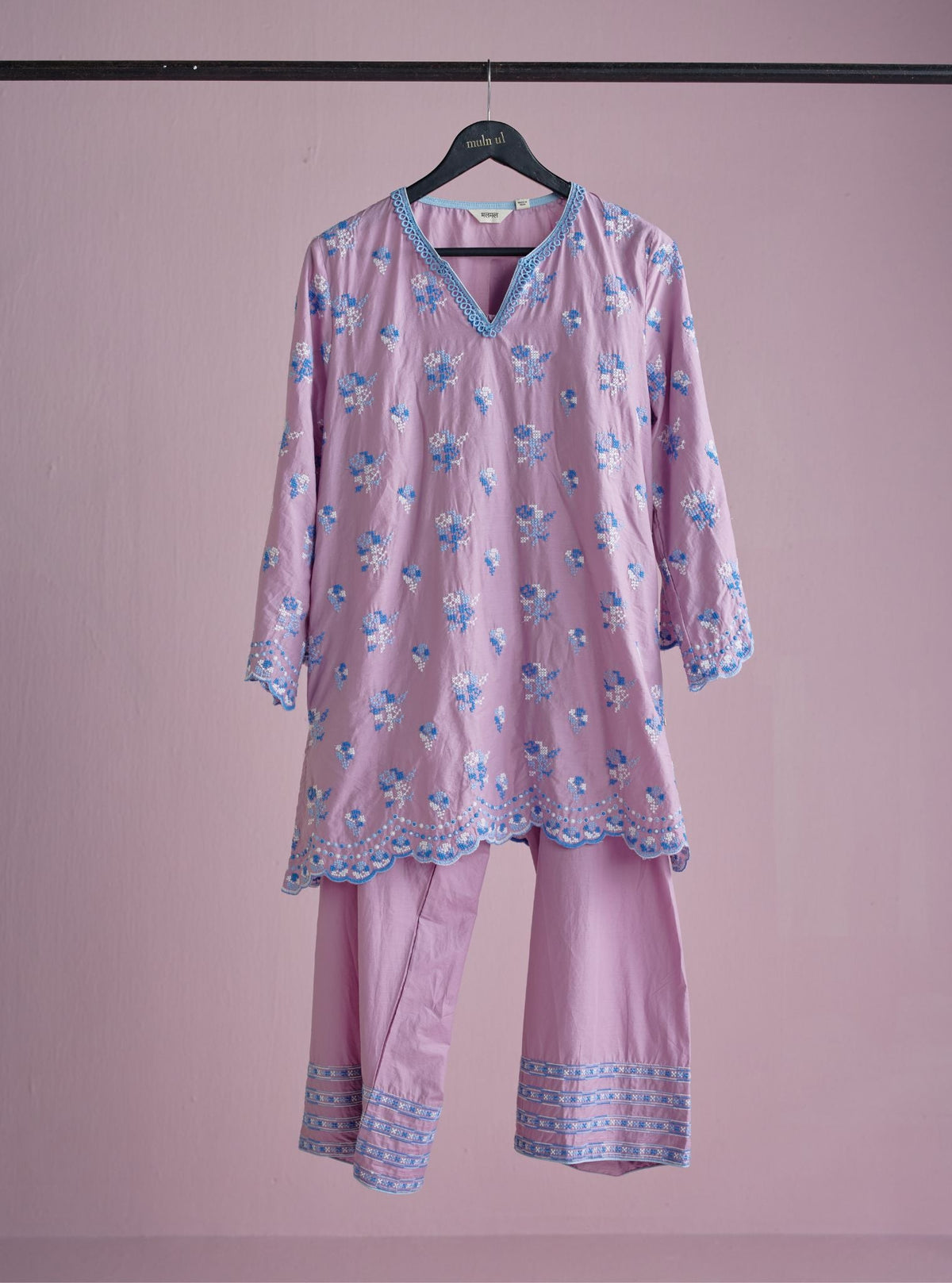 Aviya Supima Cotton Lilac Kurta With Farshi Salwar