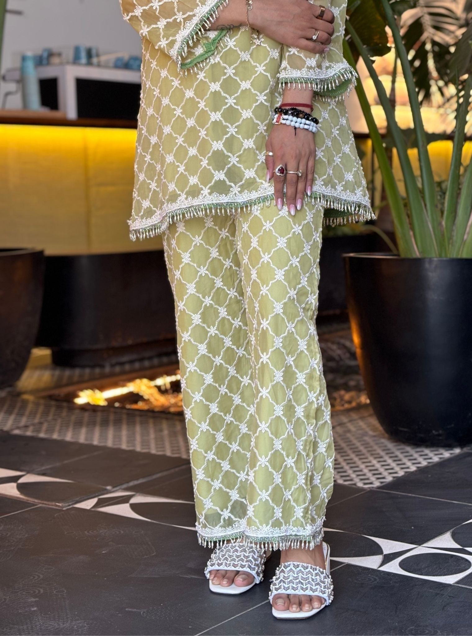 Adelina Organza Lime Co-ord Set