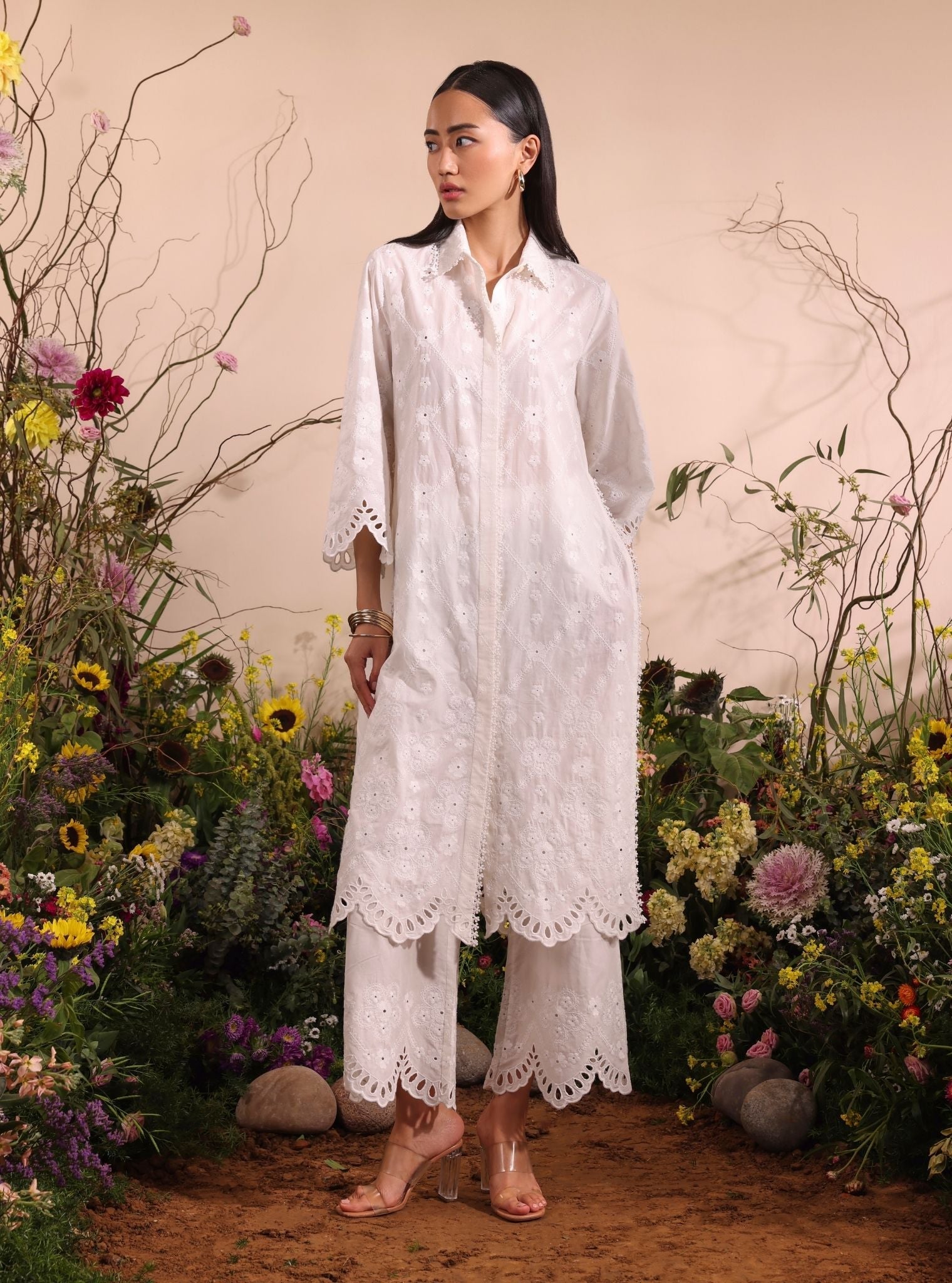 Mulmul Cotton Magnus White Kurta With Mulmul Cotton Magnus White Kurta