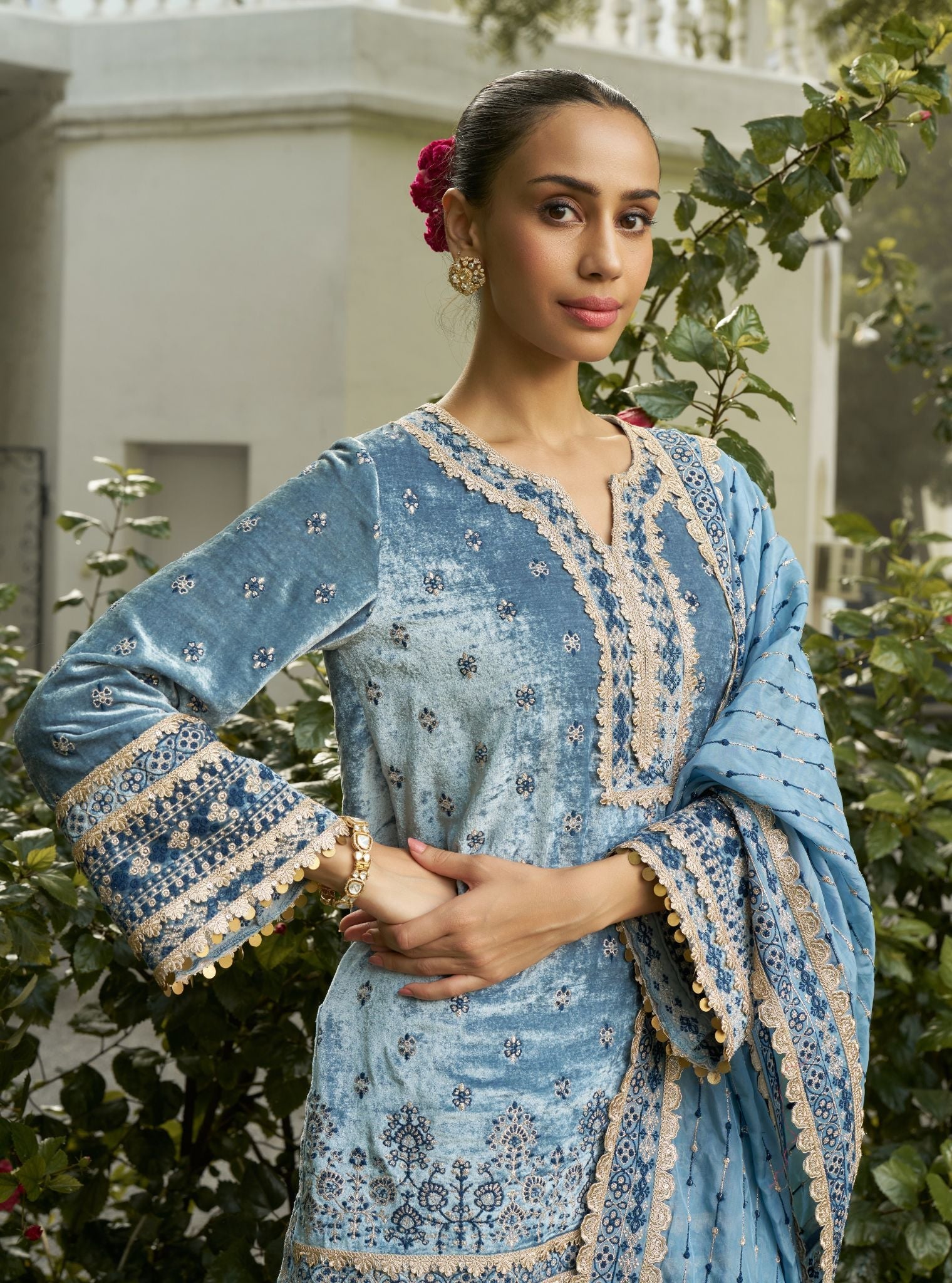 Tami Velvet Denim Kurta Set