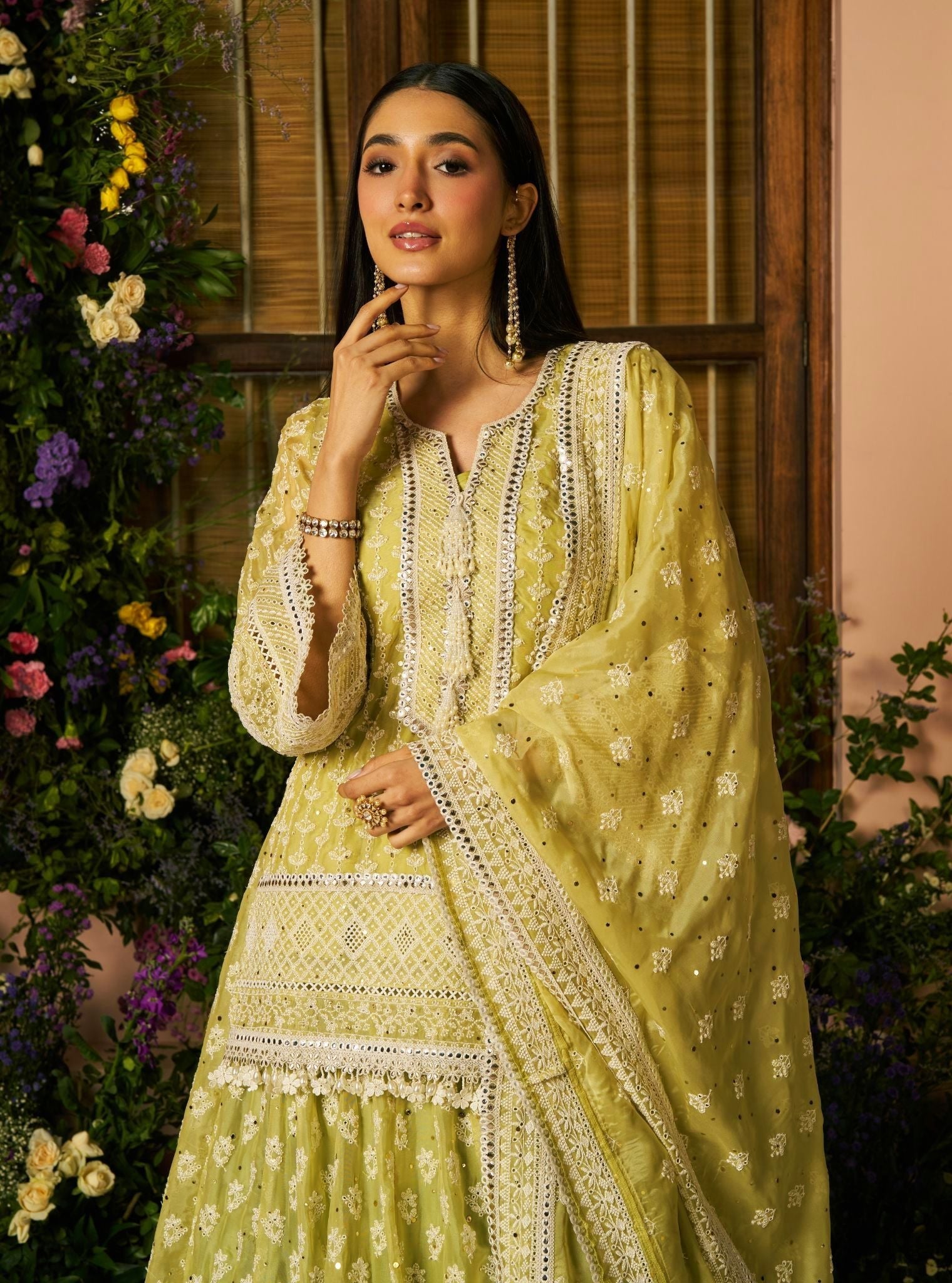 Kilol Organza Lime Kurta Set