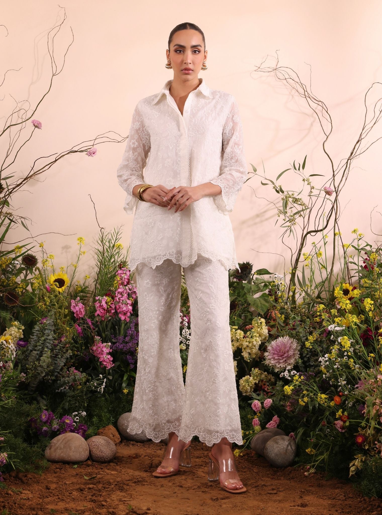 Mulmul Organza Lev Off White Shirt With Mulmul Organza Lev Off White Shirt